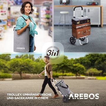 Arebos Einkaufstrolley 3in1 Trolley Einkaufswagen mit Kühlfach + mit Rollen groß 50 L, integrierte Kühlfach