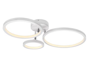 meineWunschleuchte LED Deckenleuchte, Dimmer, LED fest integriert, Warmweiß, Ringe schwenkbar, große Designer Galerie Lampe flach, Breite 71cm Weiß