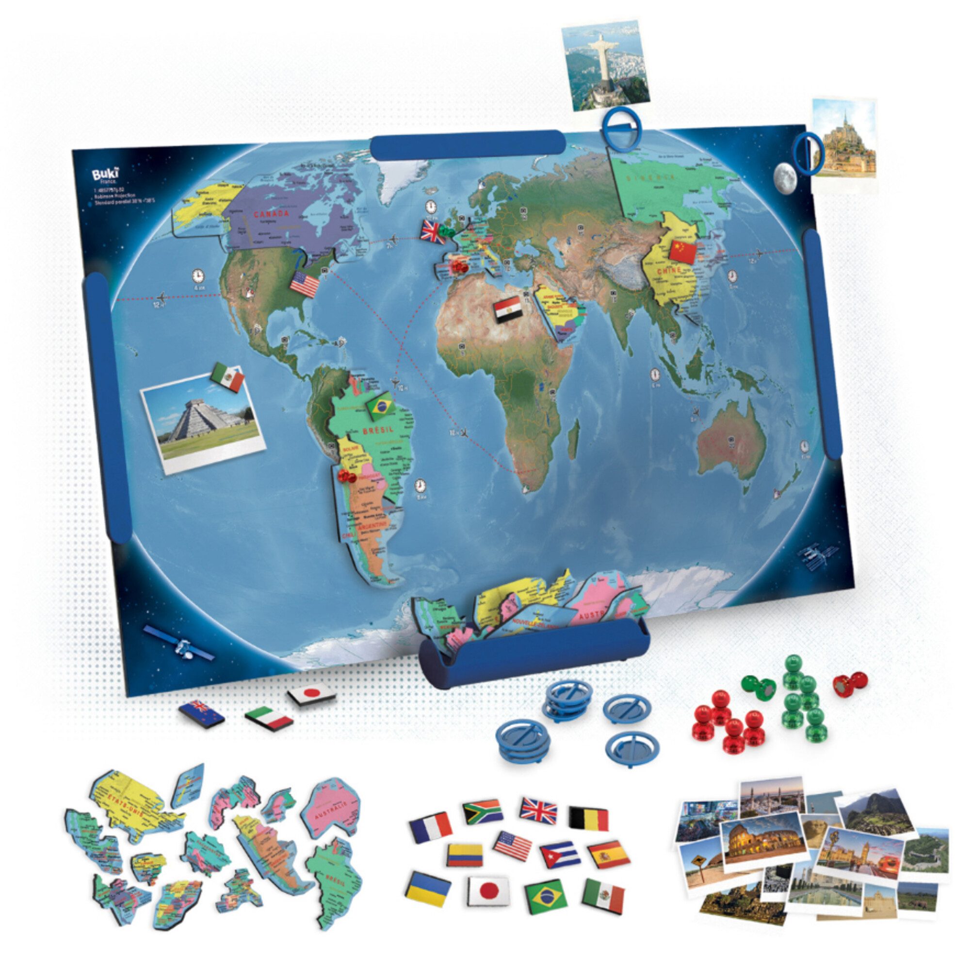 Buki Wandbild Buki Kinderkarte Magnetische Weltkarte (70x38cm)