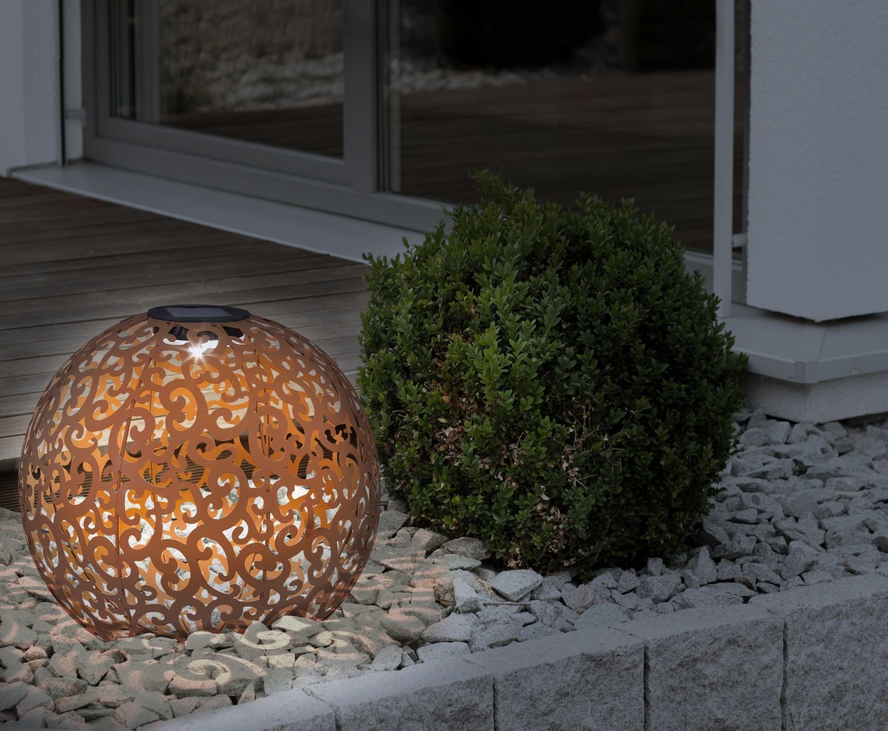Metall Set LED 2er bmf-versand Außen Garten rost Solarleuchte Kugel Solarleuchte Solarlampe