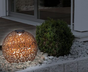 bmf-versand LED Solarleuchte Solarleuchten Garten 2er Set Kugel Metall rostig Solarlampe Außen, Dekoleuchte, Dekolampe, Gartenleuchte, LED fest integriert, Warmweiß, Solarkugel, Gartenbeleuchtung, Außenbeleuchtung, Außenleuchte, Außenlampe