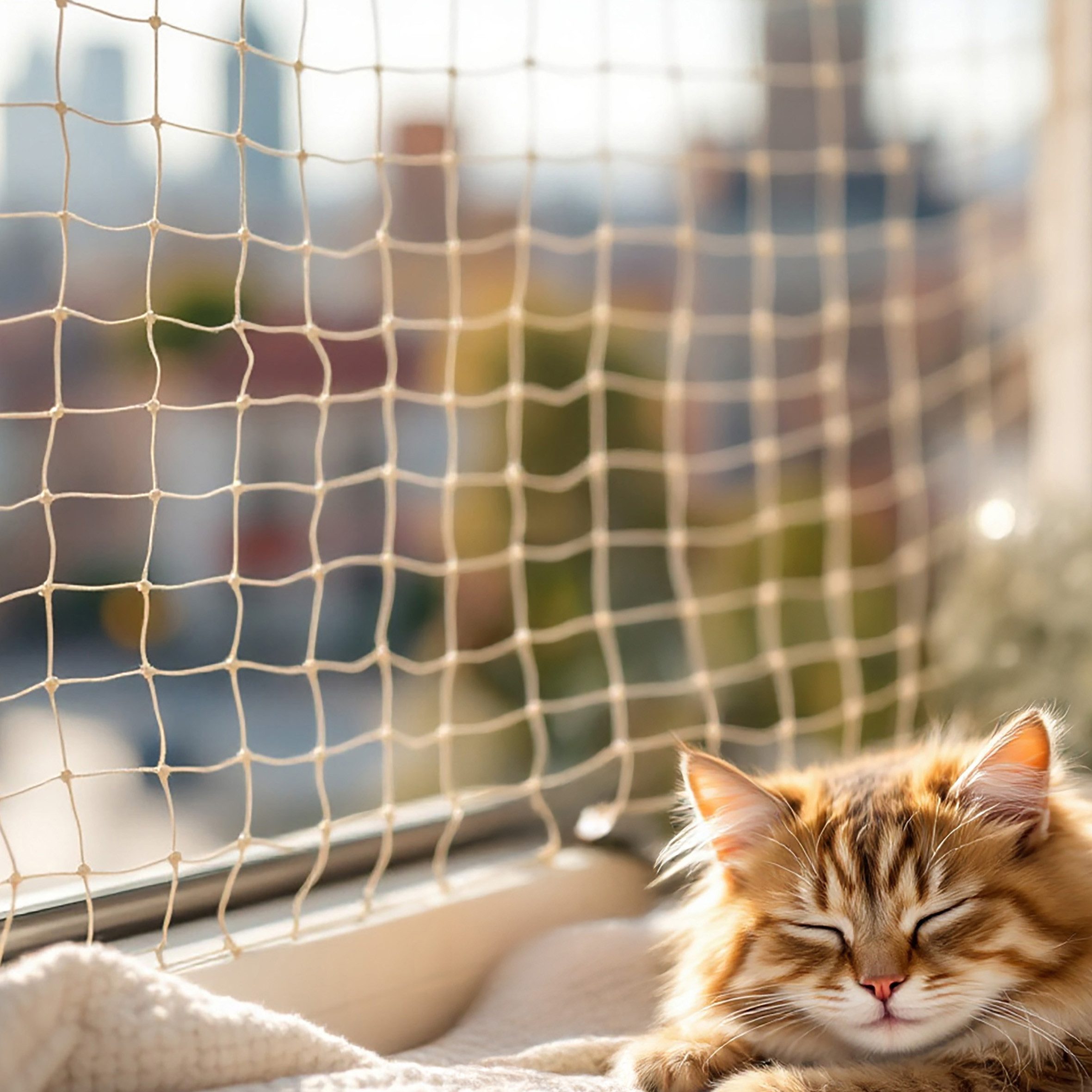 Spetebo Tiersicherheitsnetz für Katzen hochfest für Balkon und Fenster - 8 x 3 m, ohne Sichteinschränkung