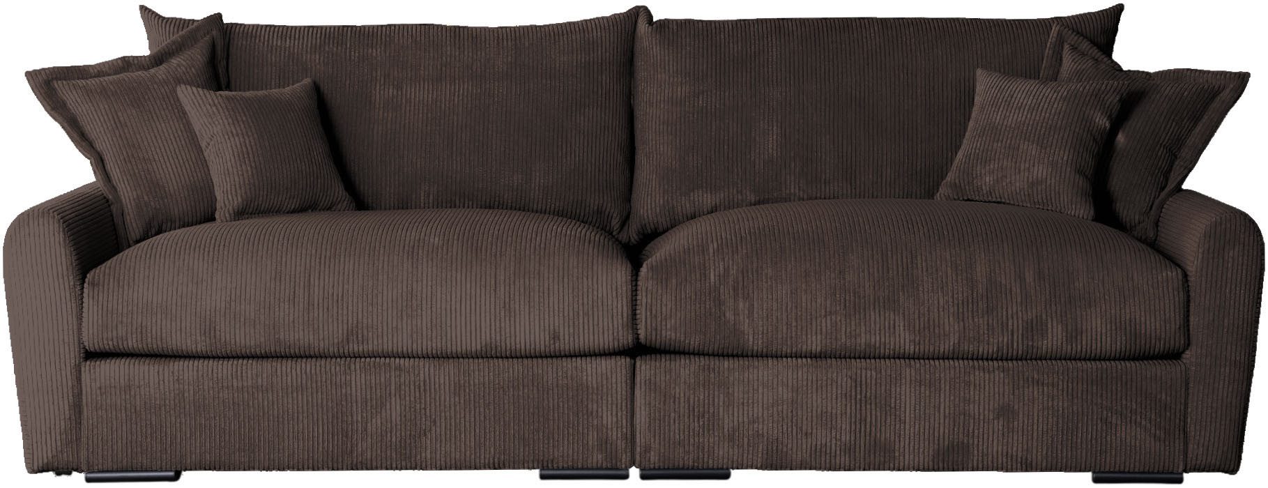 Home affaire Big-Sofa Finca XL, B: 190 cm, 4 Zierkissen, Mega-Sofa, in Cord oder Chenille-Struktur, Federkern – Bild 2 von 5