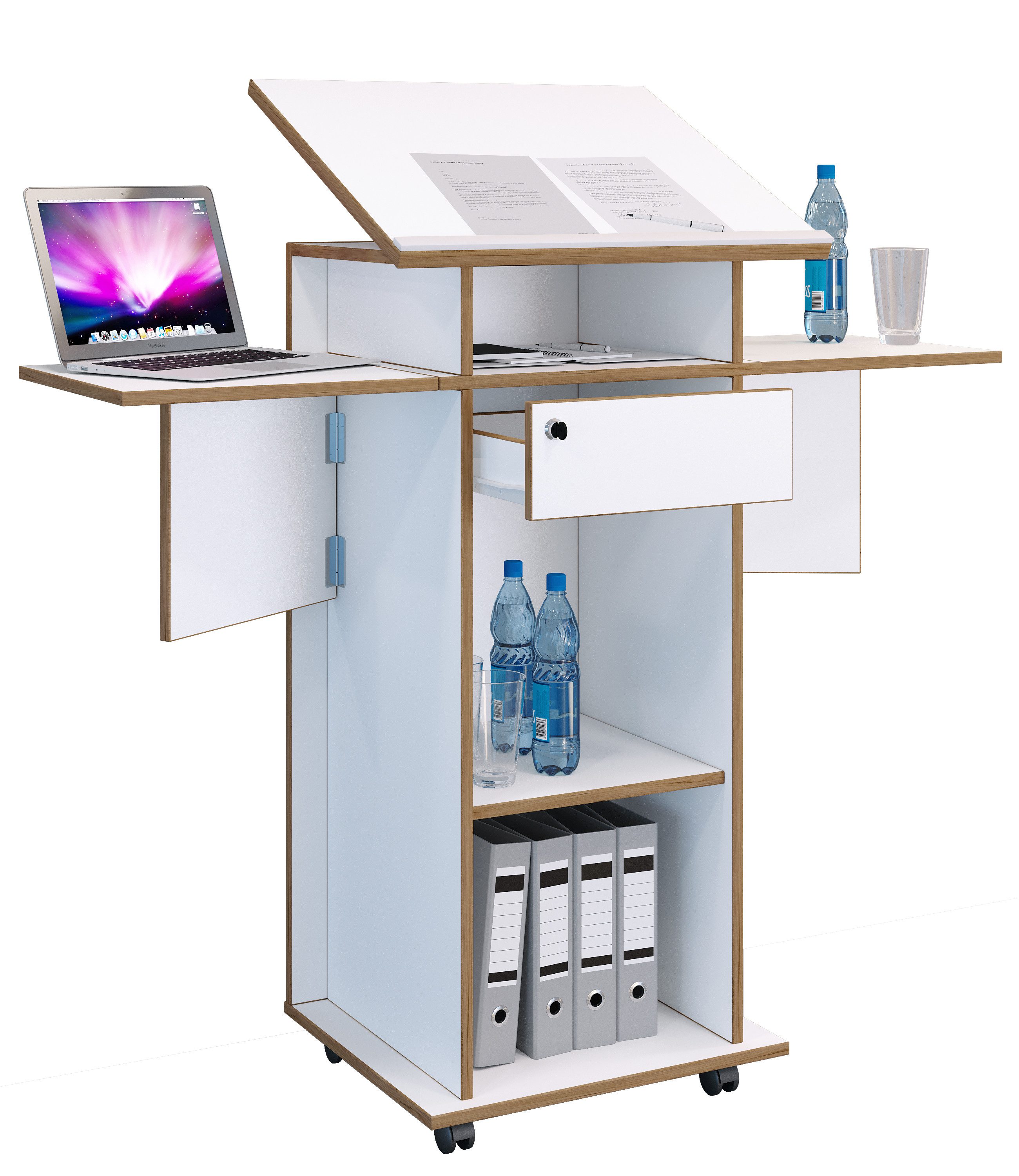 VCM Stehpult Holz Stehpult Rednerpult Stehtisch Rollen Salia günstig online kaufen