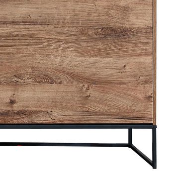 Lomadox TV-Wand MINNEAPOLIS-55, (3-tlg), Haveleiche Cognac mit anthrazit inkl. LED Beleuchtung ca 289/151/48 cm