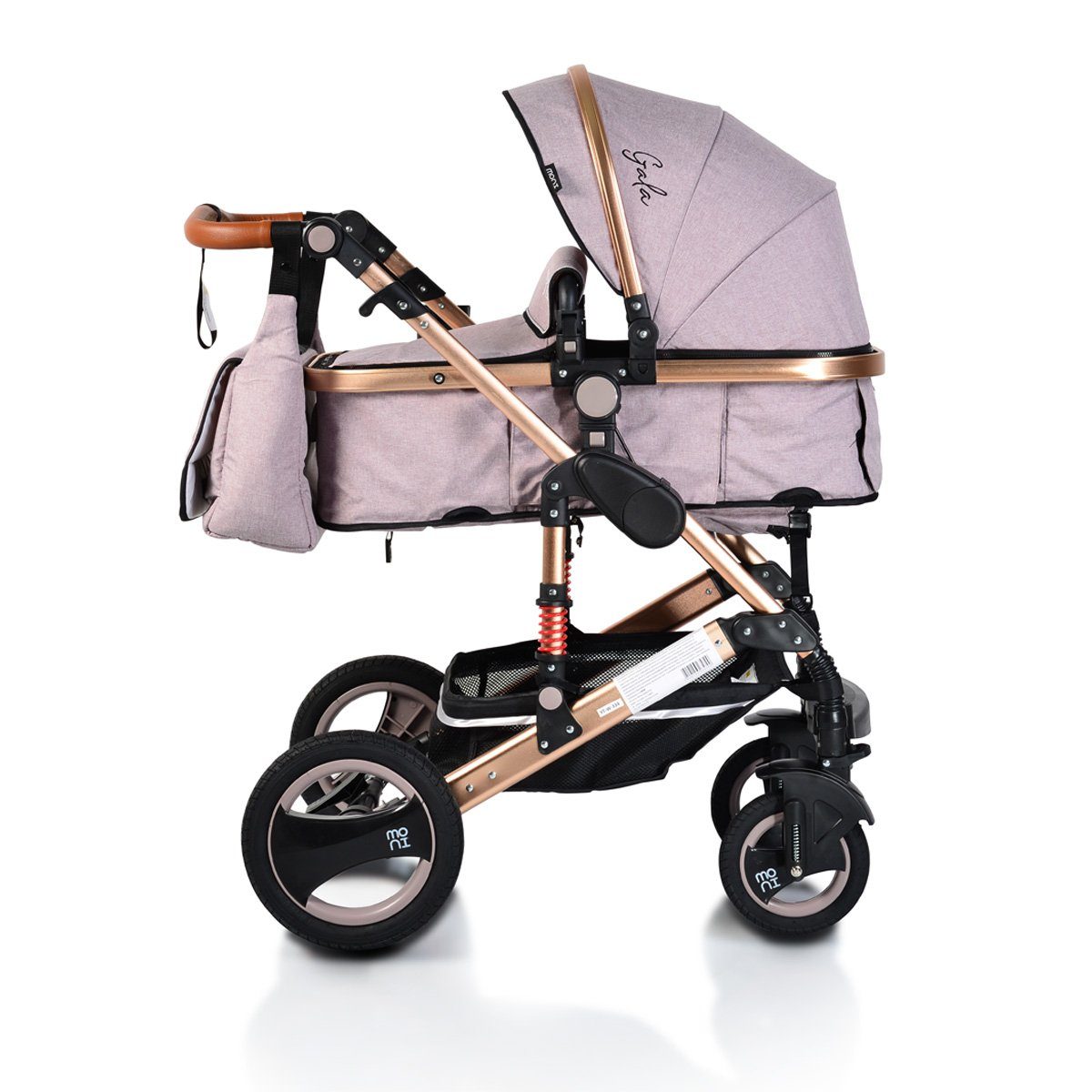 Moni Kombi-Kinderwagen Kinderwagen Gala, umbaubar Tragetasche Sportsitz dunkelgrau Sitz umkehrbar Wickeltasche