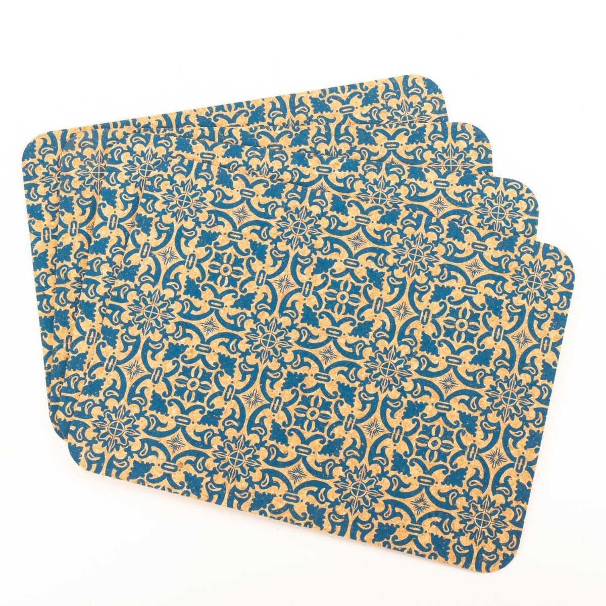 INNA-Glas Glasuntersetzer Kork ROHESIA, Orientalisches Muster, 4 Stück, Natu