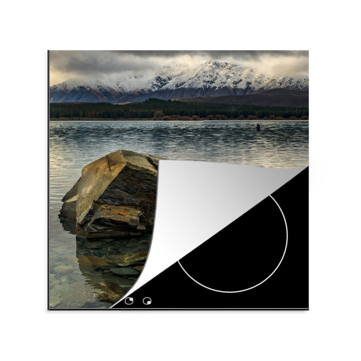 MuchoWow Herdblende-/Abdeckplatte Wasser - Berge - Neuseeland, Vinyl, (1 tlg), 78x78 cm, Ceranfeldabdeckung, Arbeitsplatte für küche