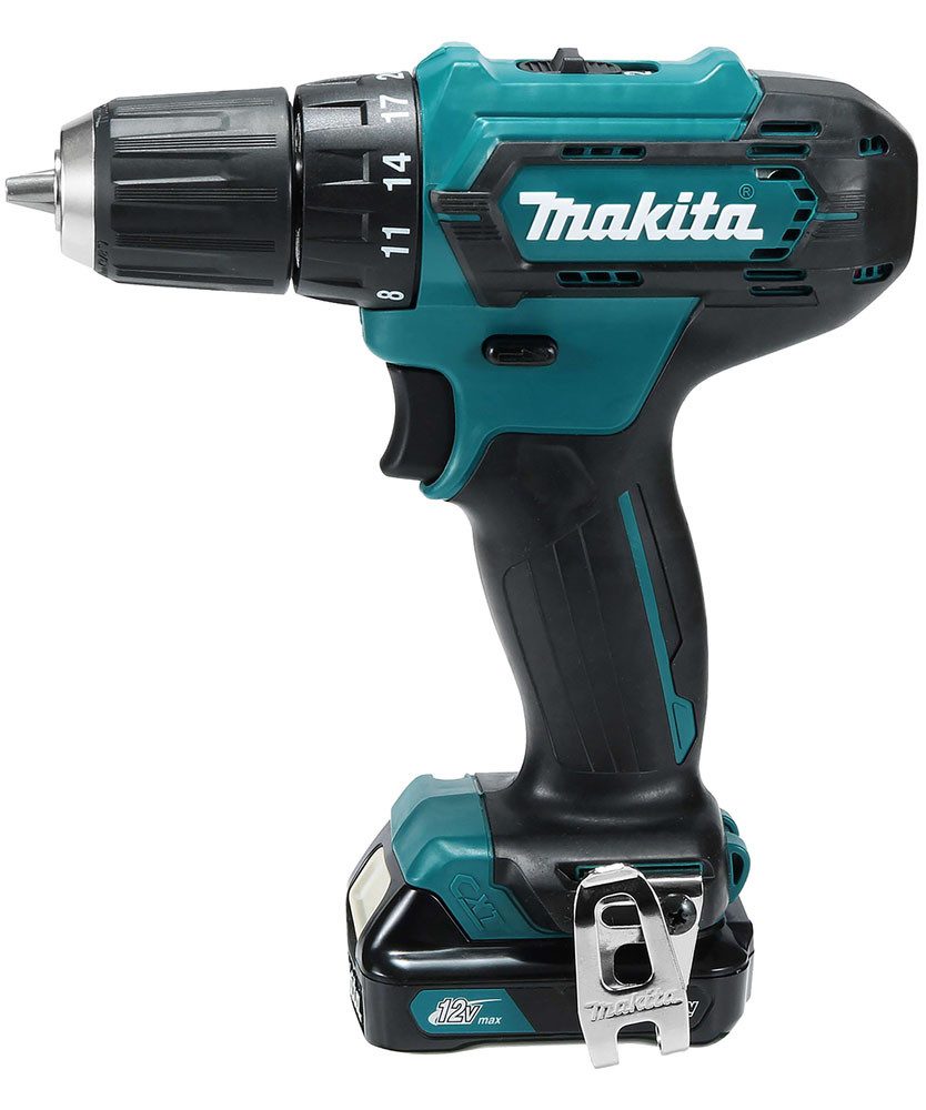 Makita Akku-Bohrschrauber 12V DF333DSAE, max. 1700 U/min, mit 2 Akkus 12V/2,0 Ah, Ladegerät und Koffer – Bild 4 von 5