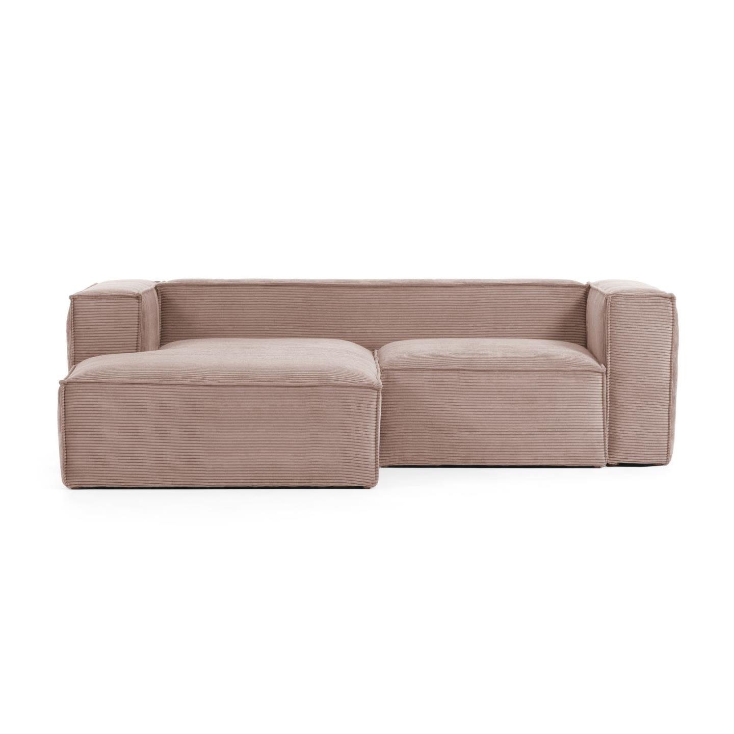 links 2-Sitzer Longchair 240cm Blok mit Sofa Couch Natur24 Sofa rosa