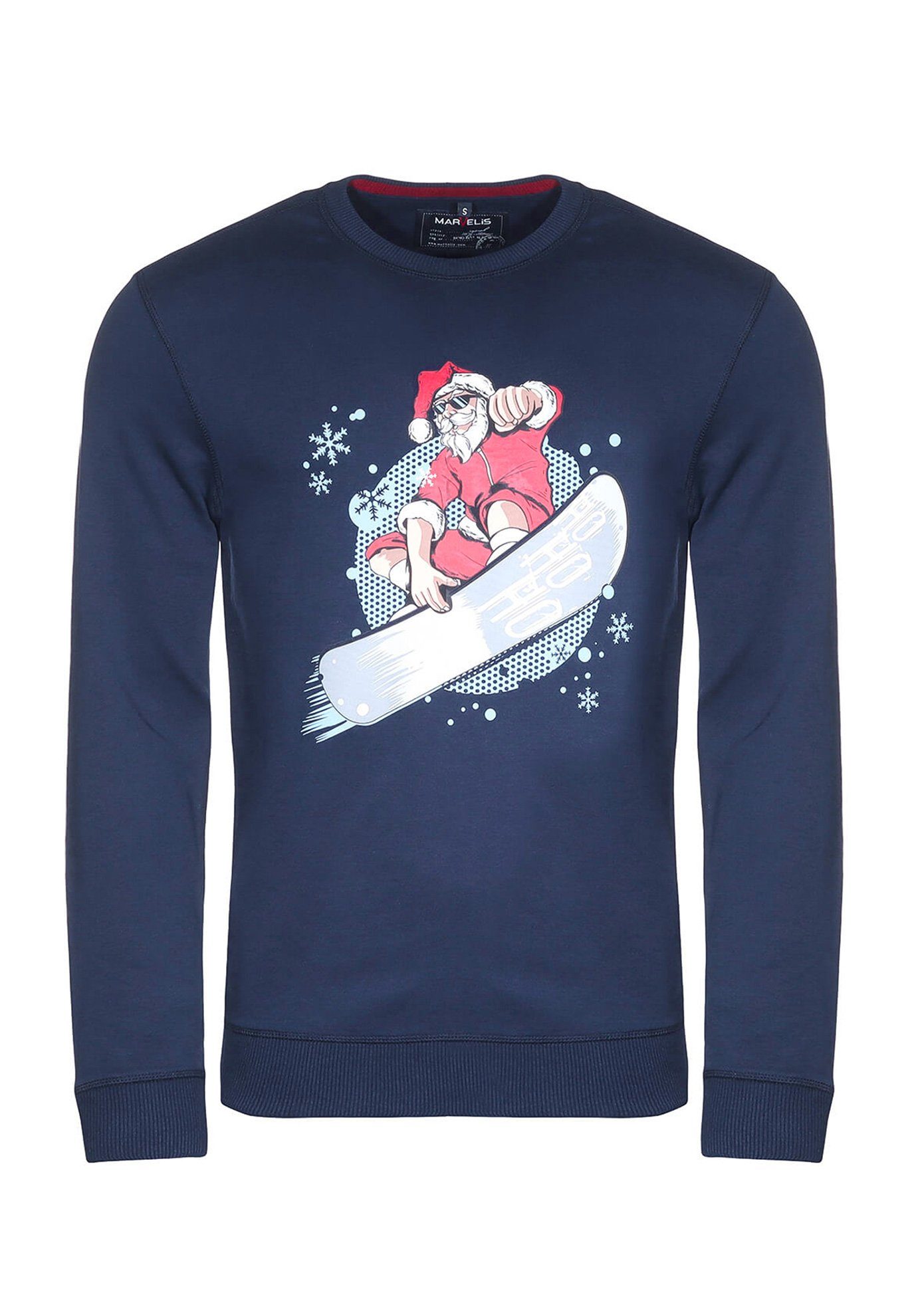 MARVELIS Weihnachtssweatshirt Sweatshirt - Casual Fit - Langarm - Weihnachtsprint - Dunkelblau