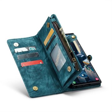 Wigento Handyhülle Für Samsung Galaxy S23 Ultra Multifunktion Teilbare Handy Tasche Geldbörse Hülle Etuis Blau