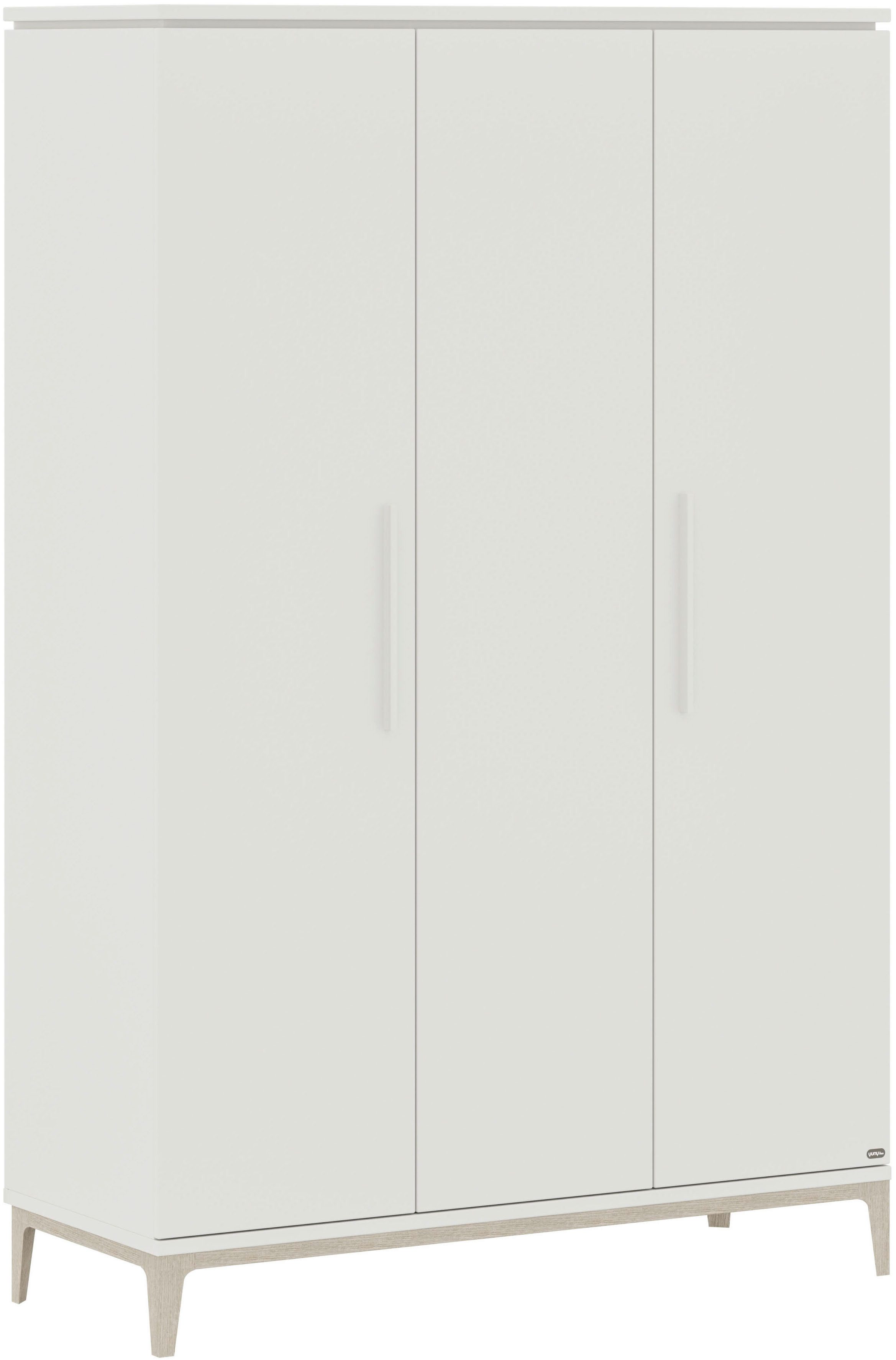 PAIDI Kleiderschrank CUTIE LEA in Weiß, verschiedene Größen, Türen mit Soft-Close-Funktion (B/H/T ca. 95-131/200/52cm, mit 2 oder 3 Türen, Off-White) stabiler Drehtürenschrank aus Holz, mit Kleiderstangen & Einlegeböden