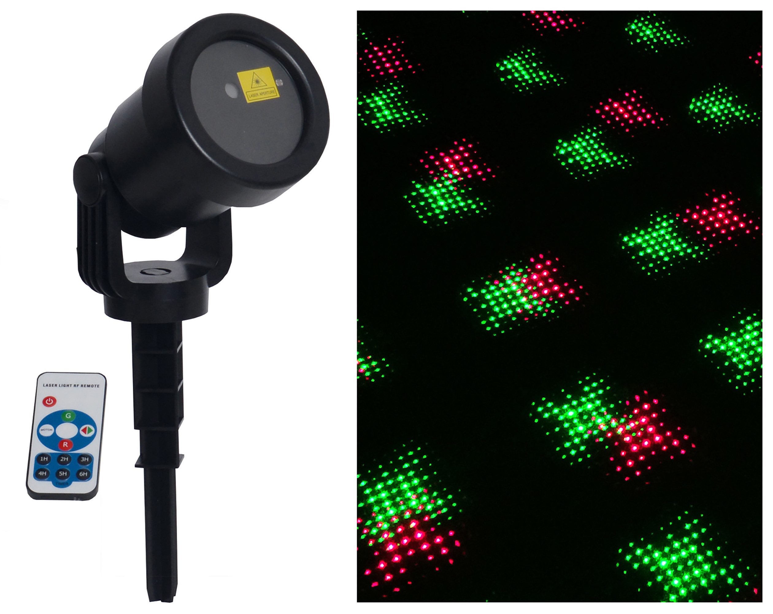 näve LED Gartenleuchte Projektor, LED fest integriert, Laser, Effektbeleuchtung Außenerdspieß, div. Programme, Farbspiel rot/grün