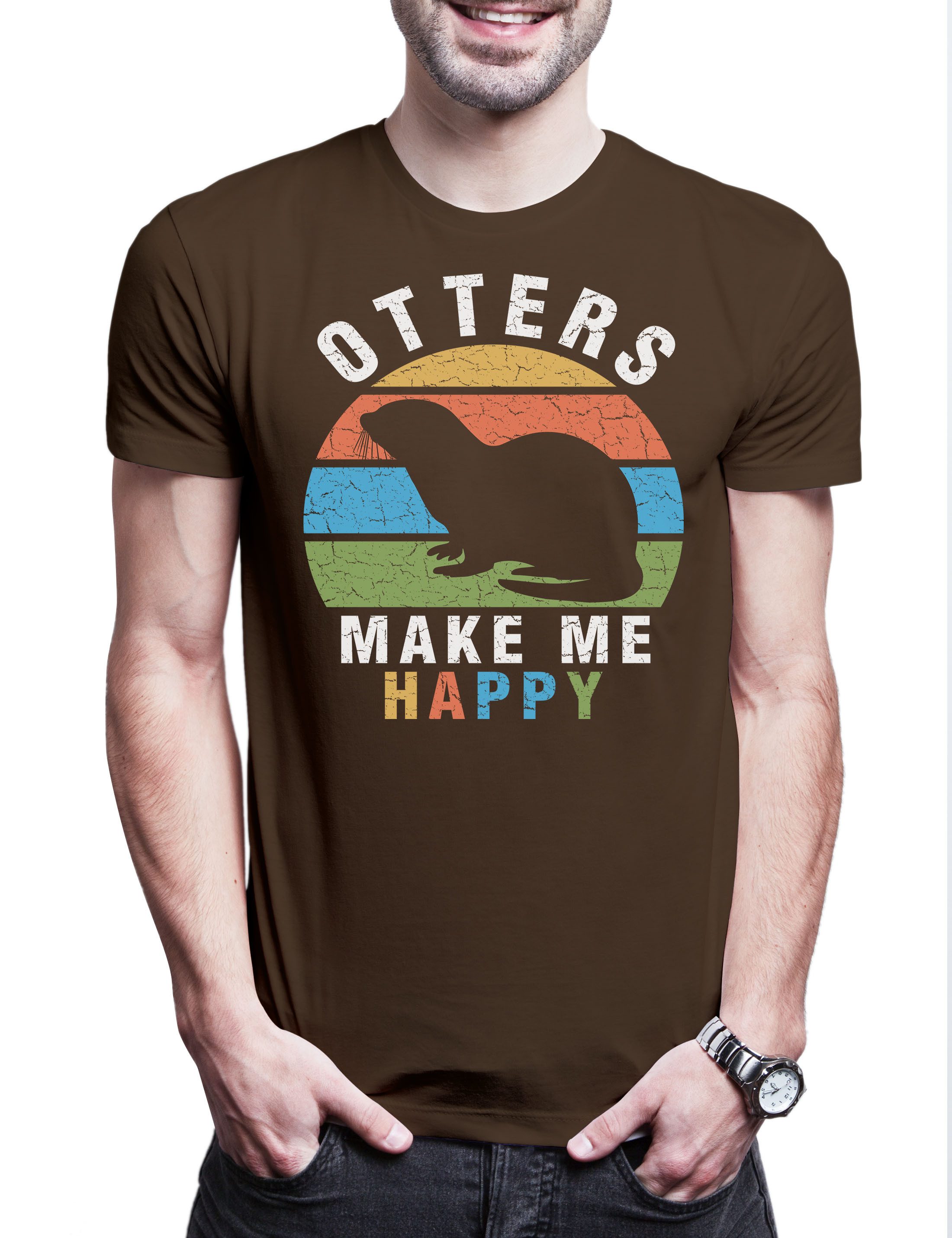 Print-Shirt Otters Make Me Happy Herren T-Shirt Liebe Paar Couple Wildlife lontra