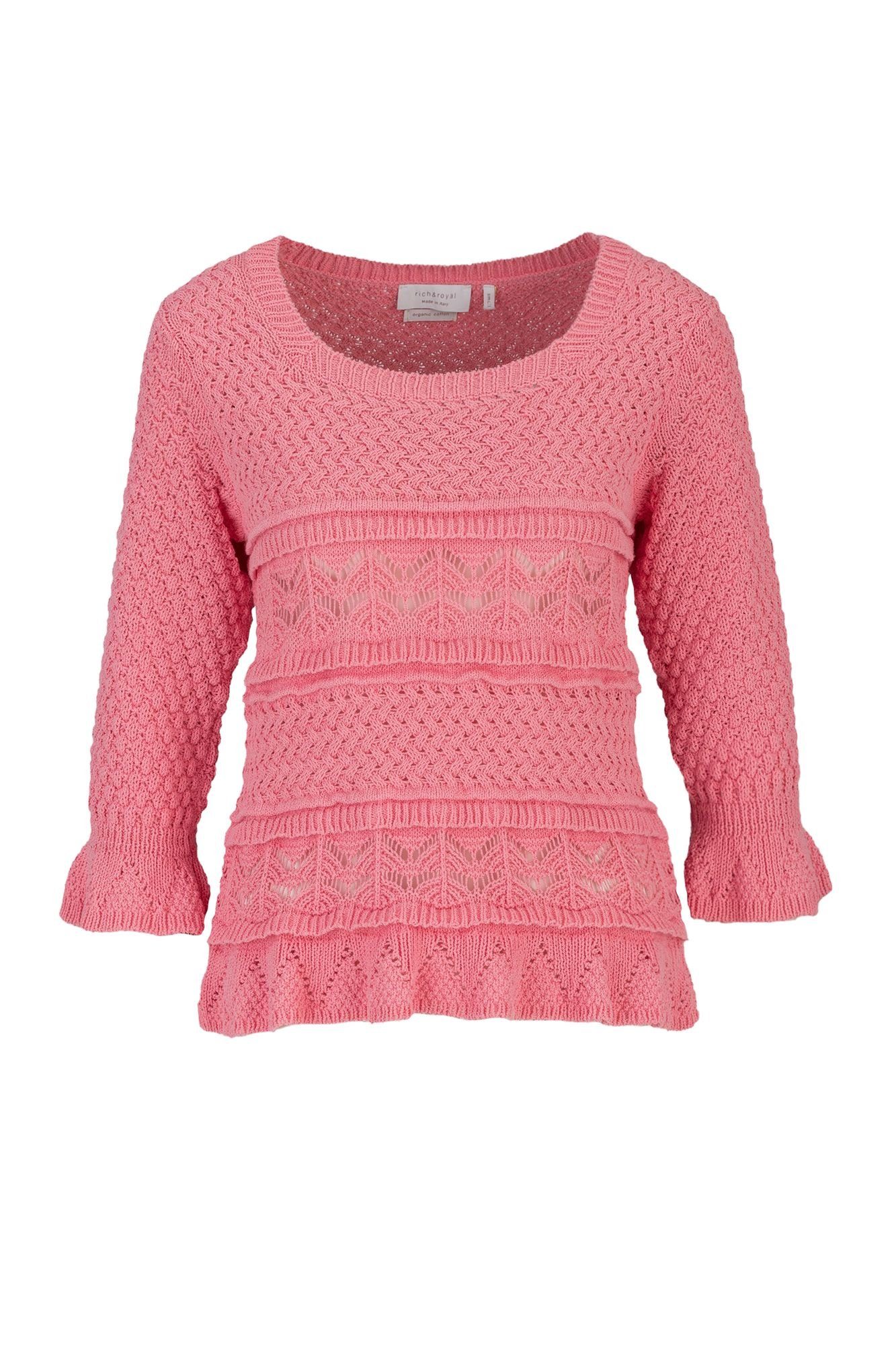 RICHROYAL Rundhalspullover crew neck crochet günstig online kaufen