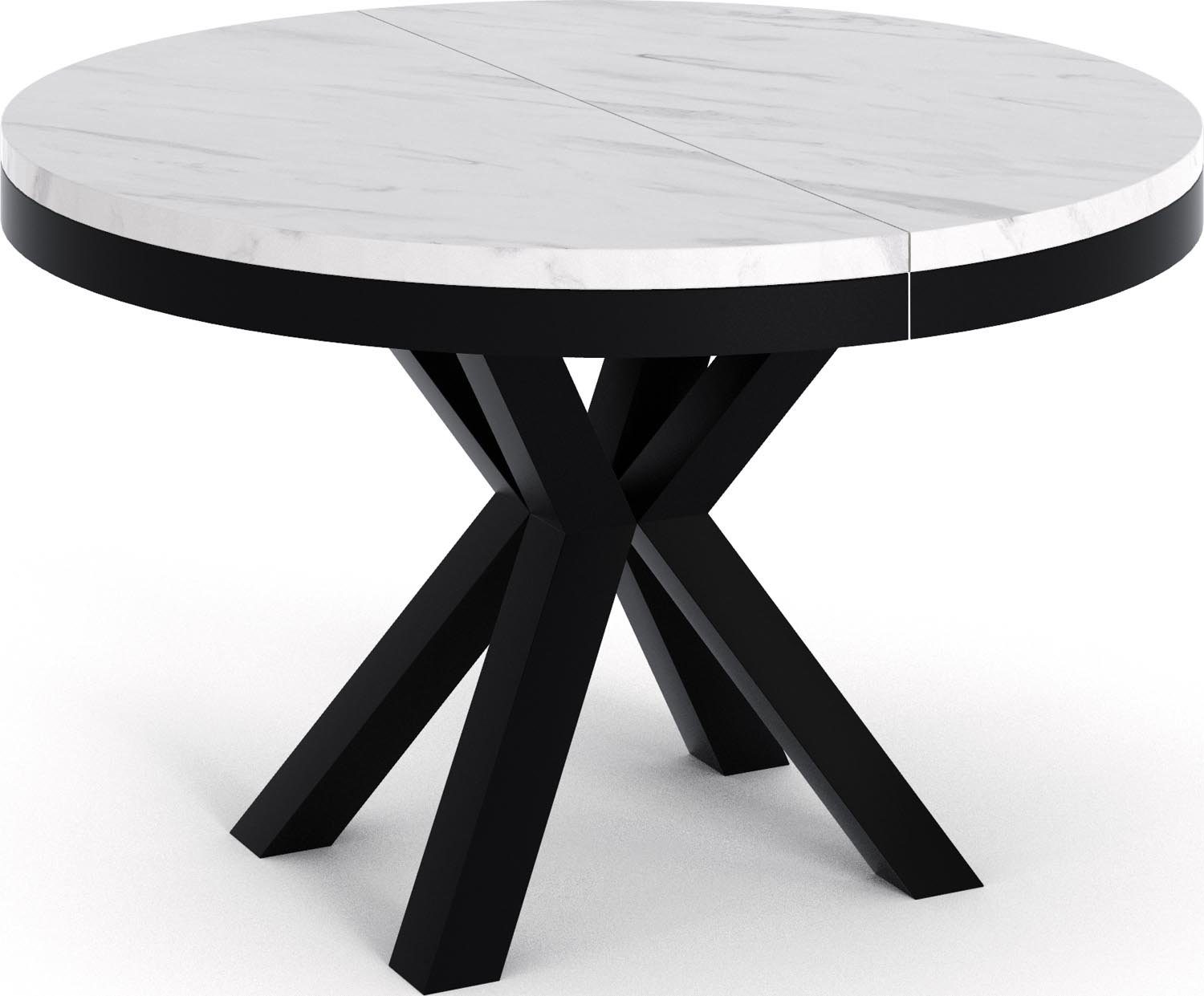 WFL GROUP Esstisch Clara im Loft-Stil rund ausziehbar mit schwarzen Metallbeinen (MADE IN EU, erhältlich in zwei Größen – 100/120 cm, ausziehbar auf 180/200 cm), platzsparender Industrial Tisch in Holzoptik für Wohnzimmer oder Küche