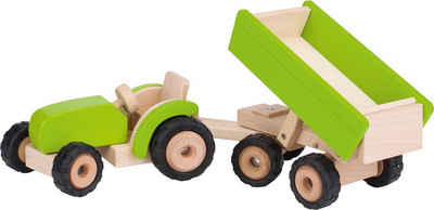 goki Spielzeug-Traktor »Traktor grün mit Anhänger«, mit echter Gummibereifung