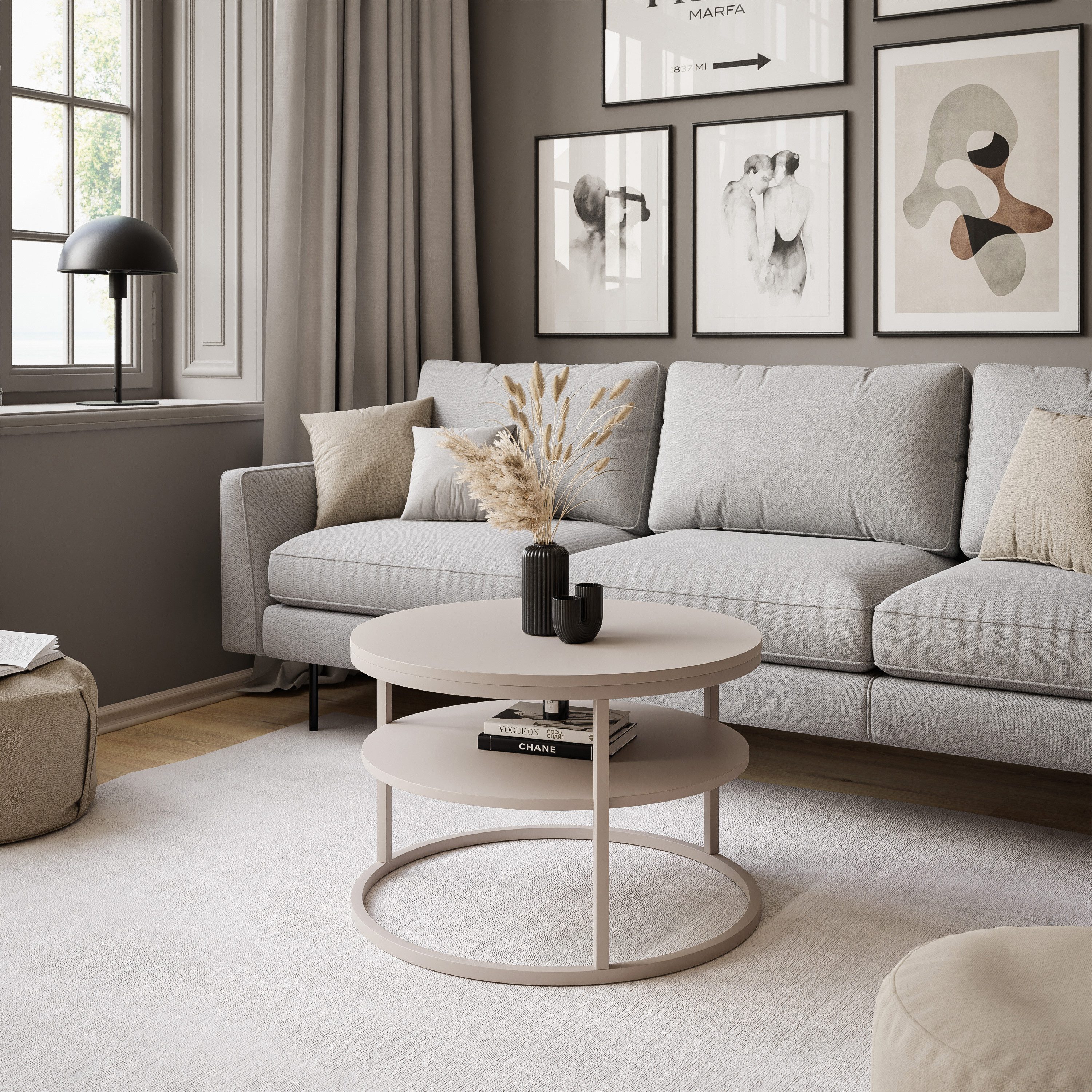 Lookway Couchtisch CIRI SLIM MATT Kaschmir mit Ablage (1 Tisch), Durchmesse günstig online kaufen