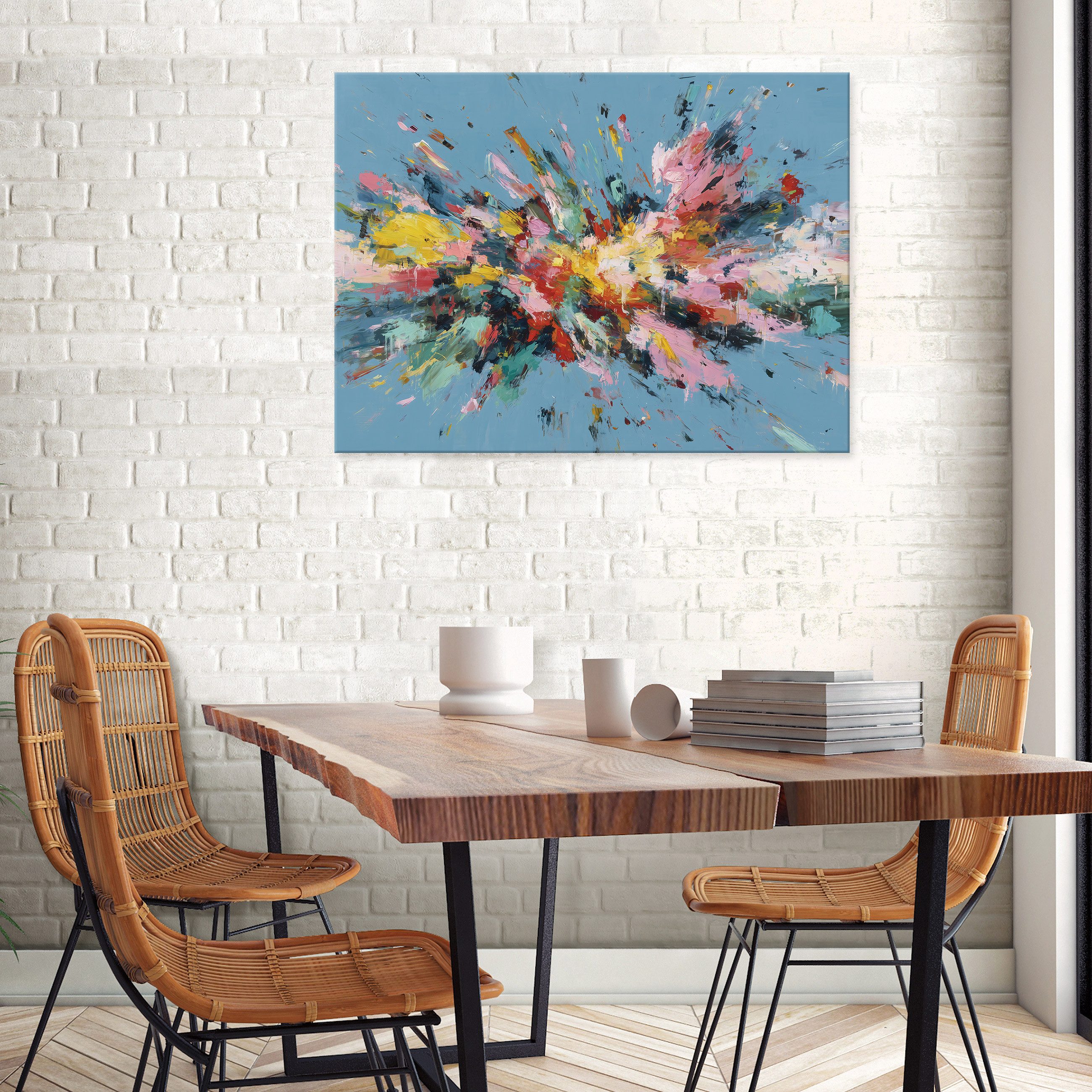 Wallarena Leinwandbild Abstrakt Farby - Blau - Modern - Wohnzimmer, Abstrakt, 40x30x2cm