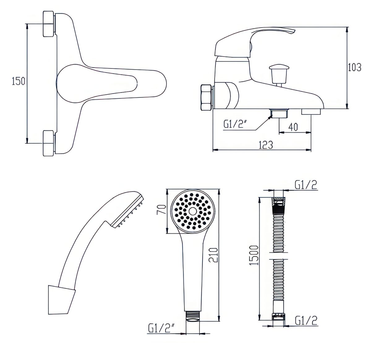 KOLMAN Wannenarmatur MITRIS Badewannenarmatur Set Handbrause günstig online kaufen