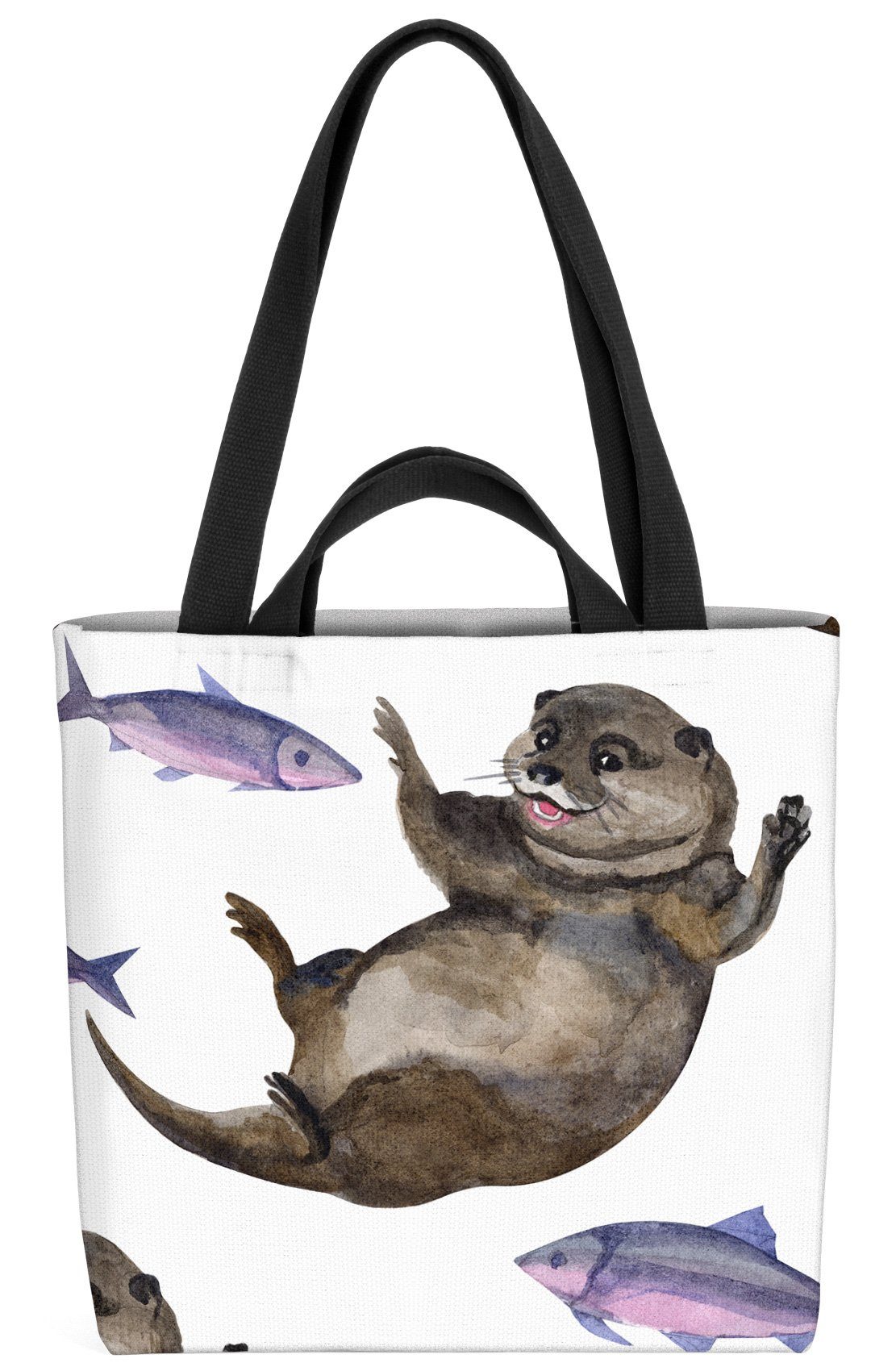 Wasser-Marder (1-tlg), Otter Schwarm Fische See VOID Henkeltasche Wild-Tiere Fisch-Otter Meer Maus