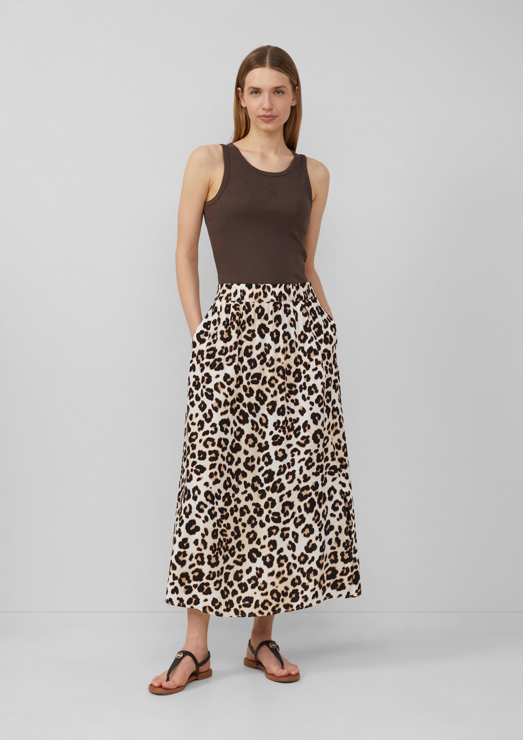 s.Oliver Maxirock Rock Viskose-Rock mit Leo-Muster