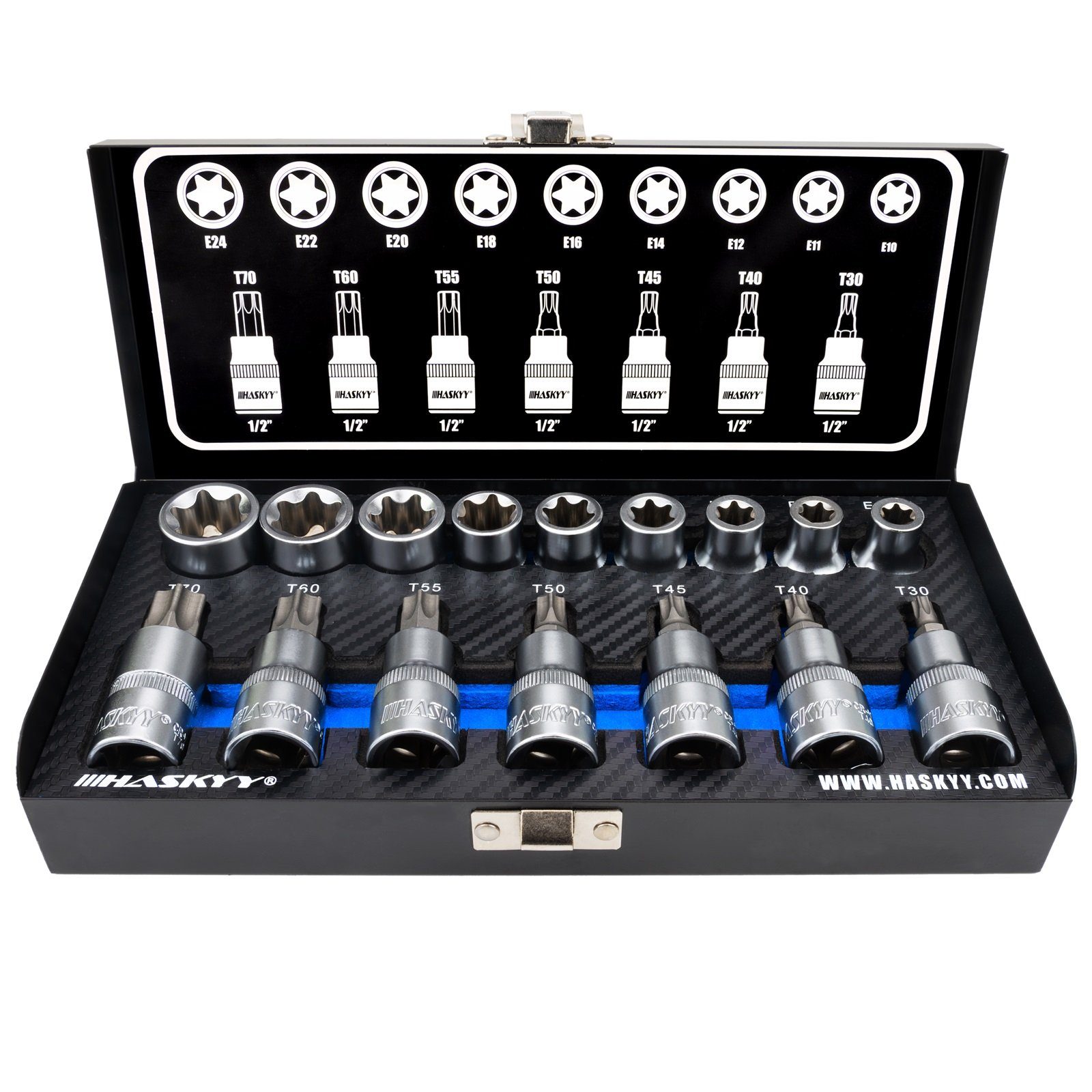 Bit- und Steckschlüsselset Steckschlüssel Satz 1/2" Innen-Aussen Torx Bits Steck Nuss