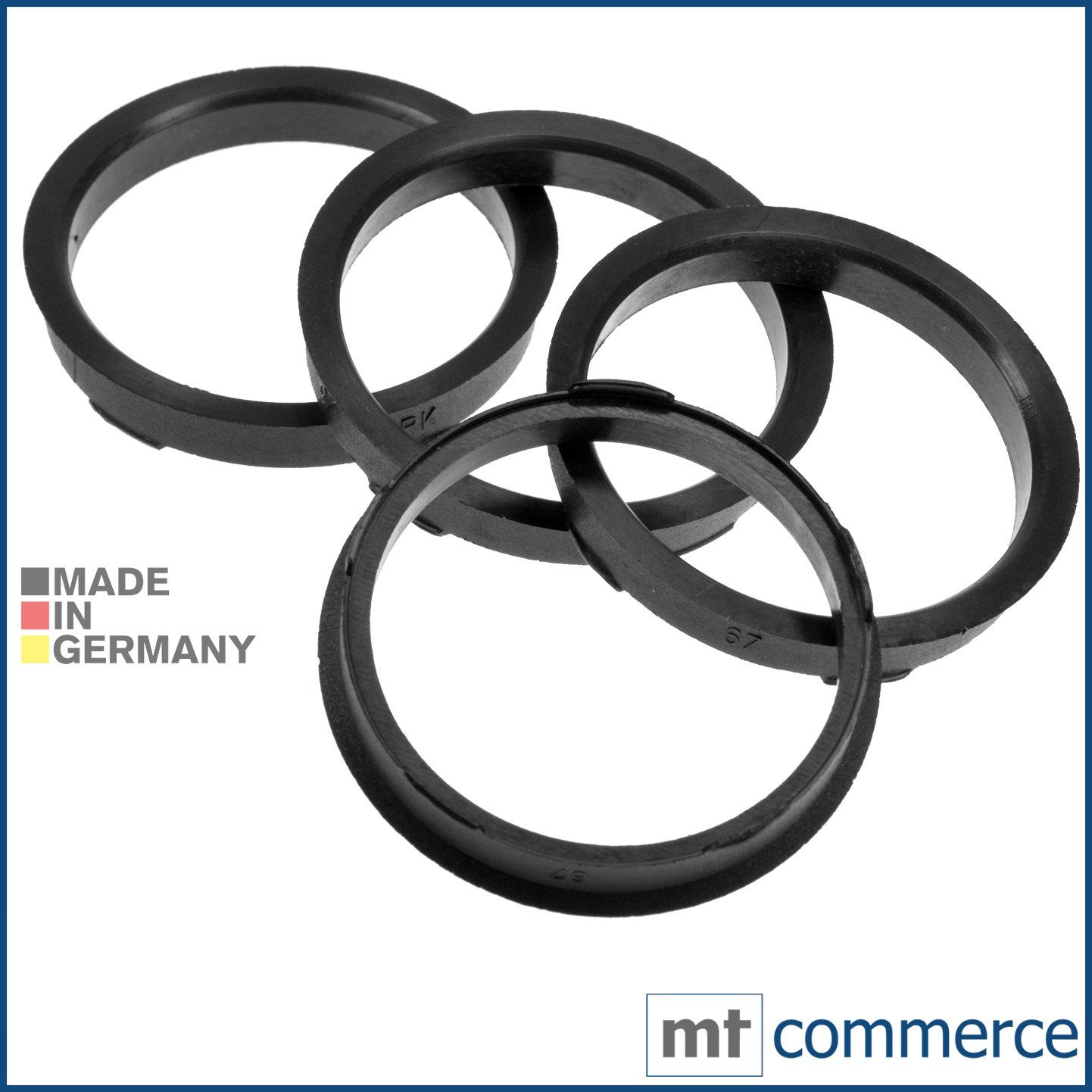 BRANDT AUTOMOTIVE Reifenstift 4X Zentrierringe schwarz Felgen Ringe Made in Germany, Maße: 67,0 x 60,1 mm