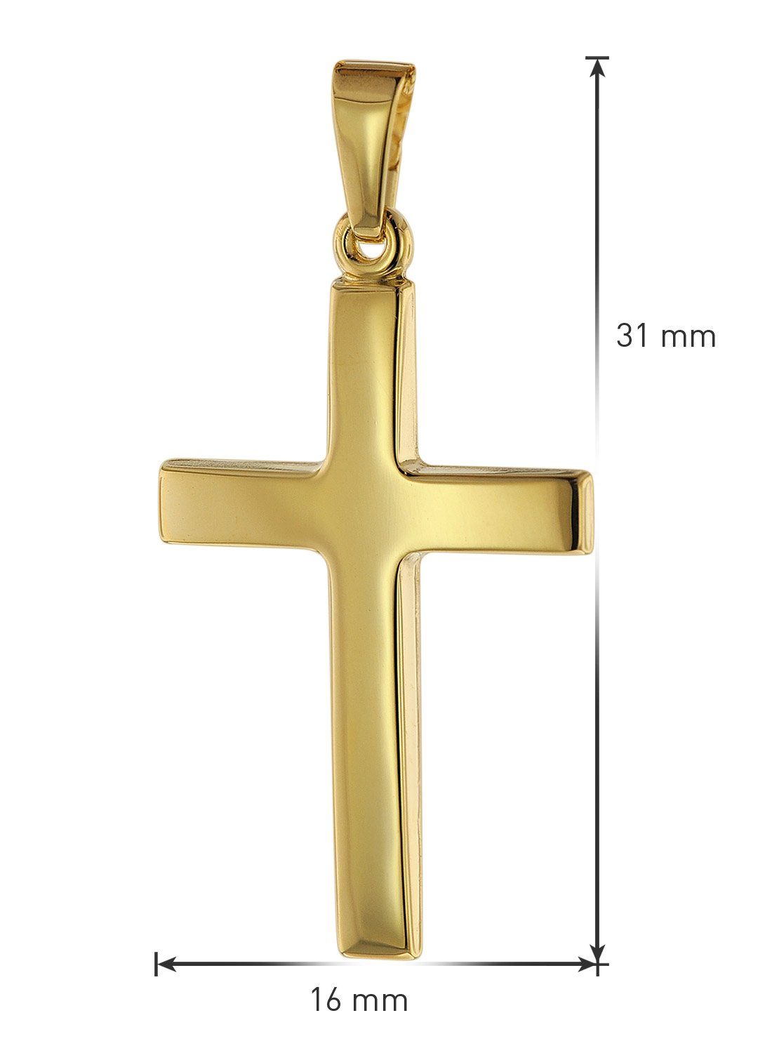 Silberkette Kreuz-Anhänger mit + 24 mm 585 goldplattiert Gold Anhänger trendor Kette