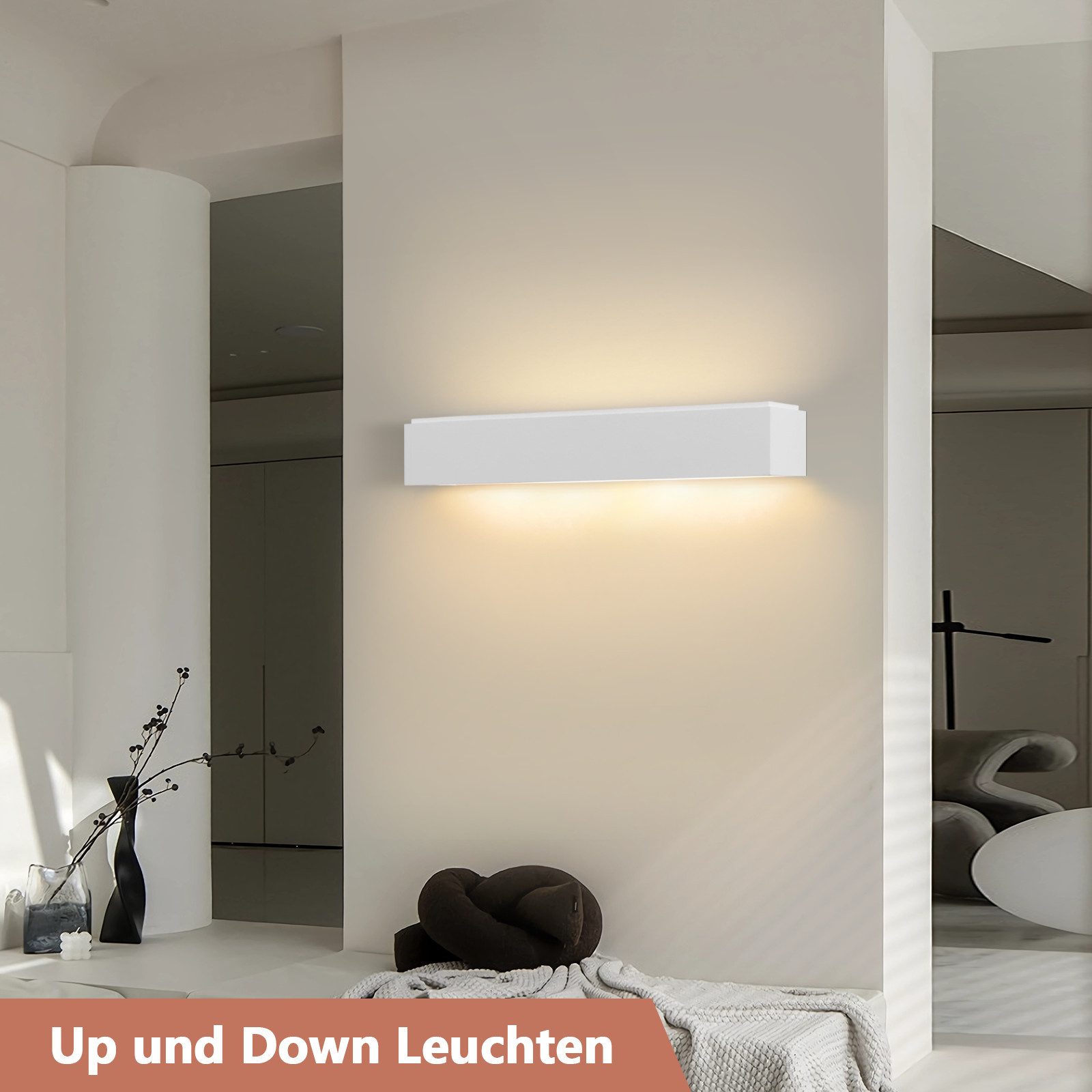 ZMH Wandleuchte Innen G9 - Modern Weiß Gipsleuchte für Schlafzimmer Treppenhaus Flur, Einfache Installation, ohne Leuchtmittel, Up und Down Flur Wandlampen für Kinderzimmer
