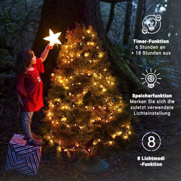 Elegear LED-Lichterkette LED-Lichtervorhang, warmweiß Weihnachten Lichterkette Deko, 1000-flammig, mit 8Modi/Timer Für Weihnachtsbäume