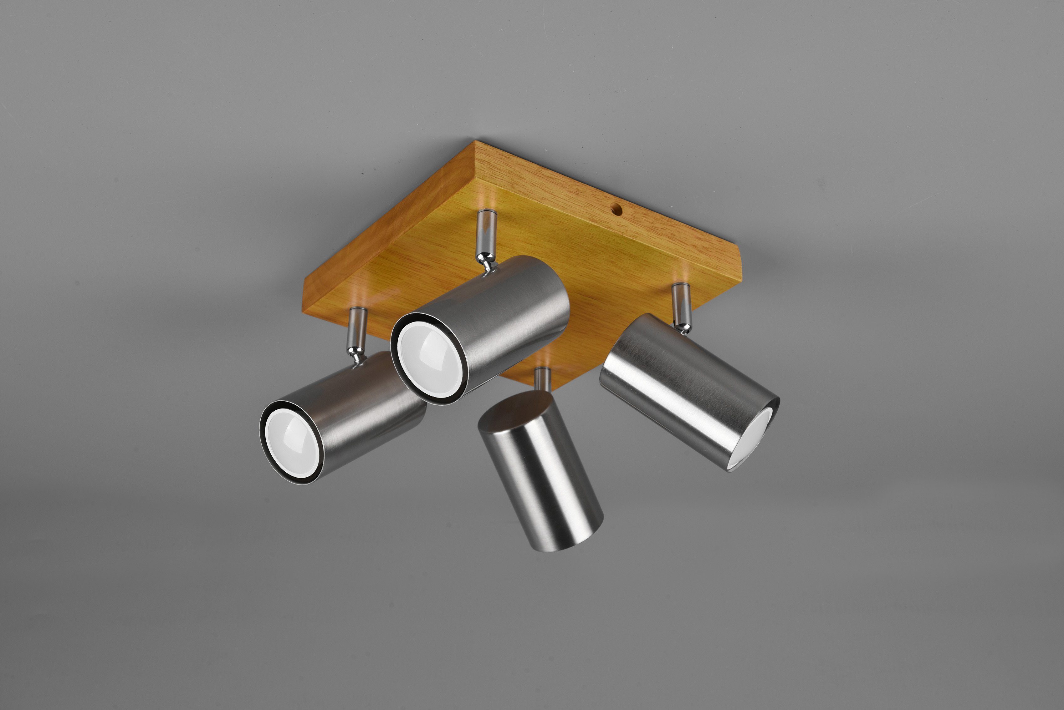 TRIO Leuchten Deckenstrahler Marley, ohne Leuchtmittel, mit Holz Baldachin, Strahler dreh- und schwenkbar
