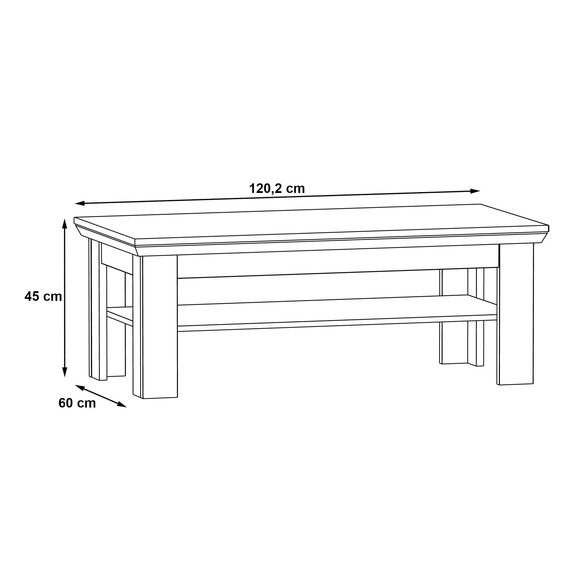 Eiche Modern Sofatisch Couchtisch Wohnzimmertisch Newroom Janis, Wohnzimmer Schnee Couchtisch