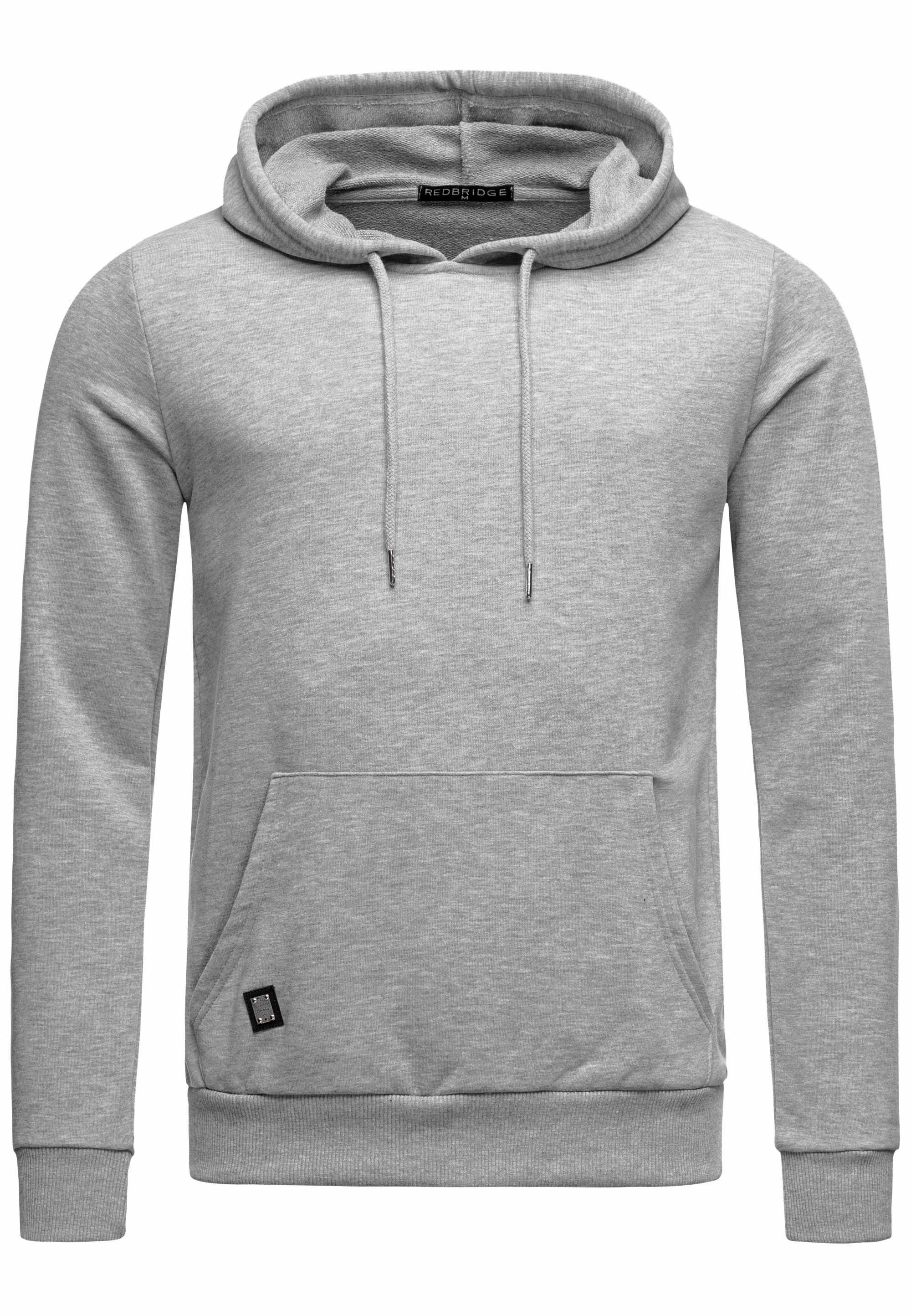 RedBridge Kapuzensweatshirt Hoodie mit Kängurutasche Premium Qualität Grau