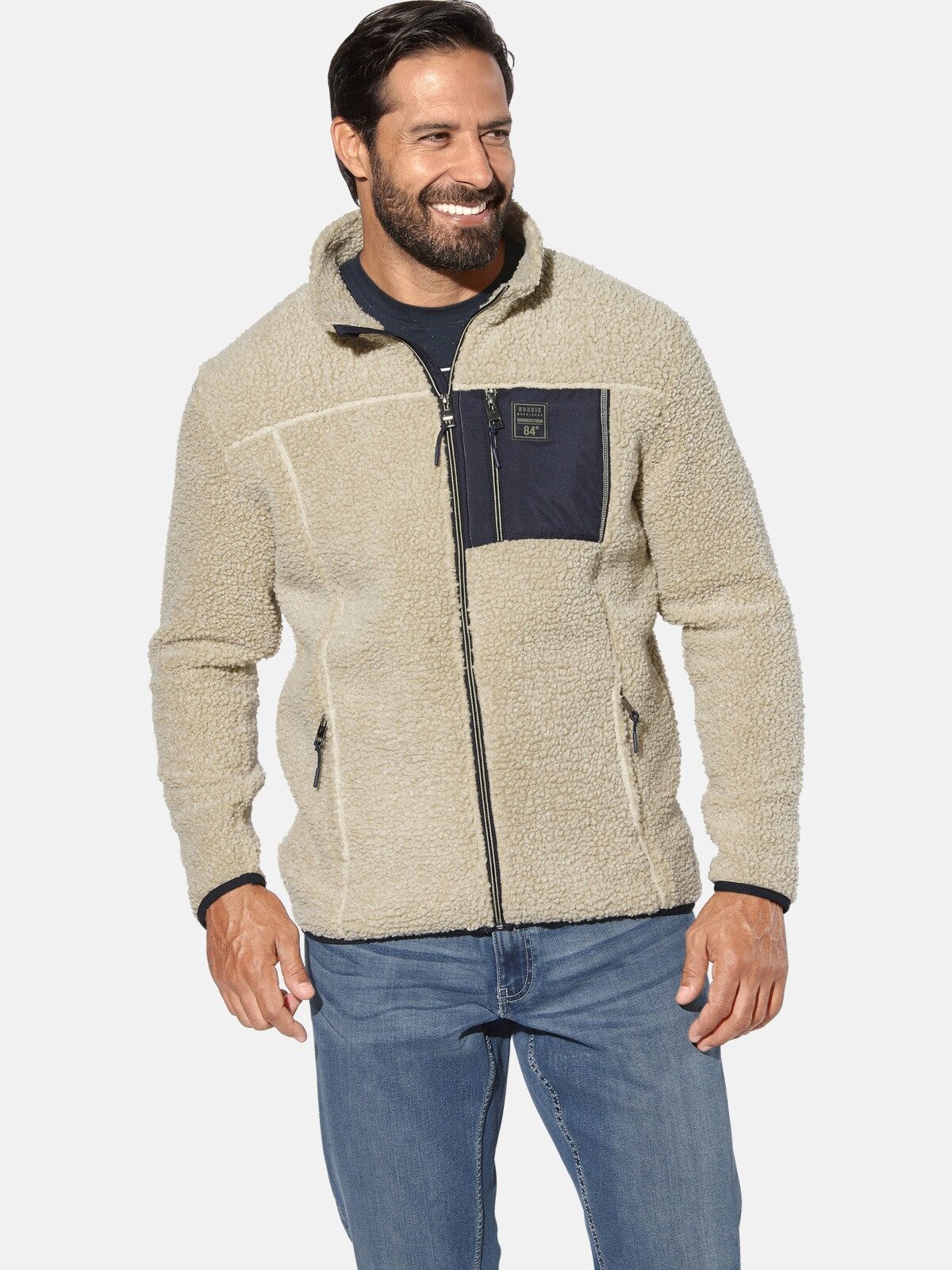 Jan Vanderstorm Sweatjacke HELSKOG in Lammfelloptik günstig online kaufen