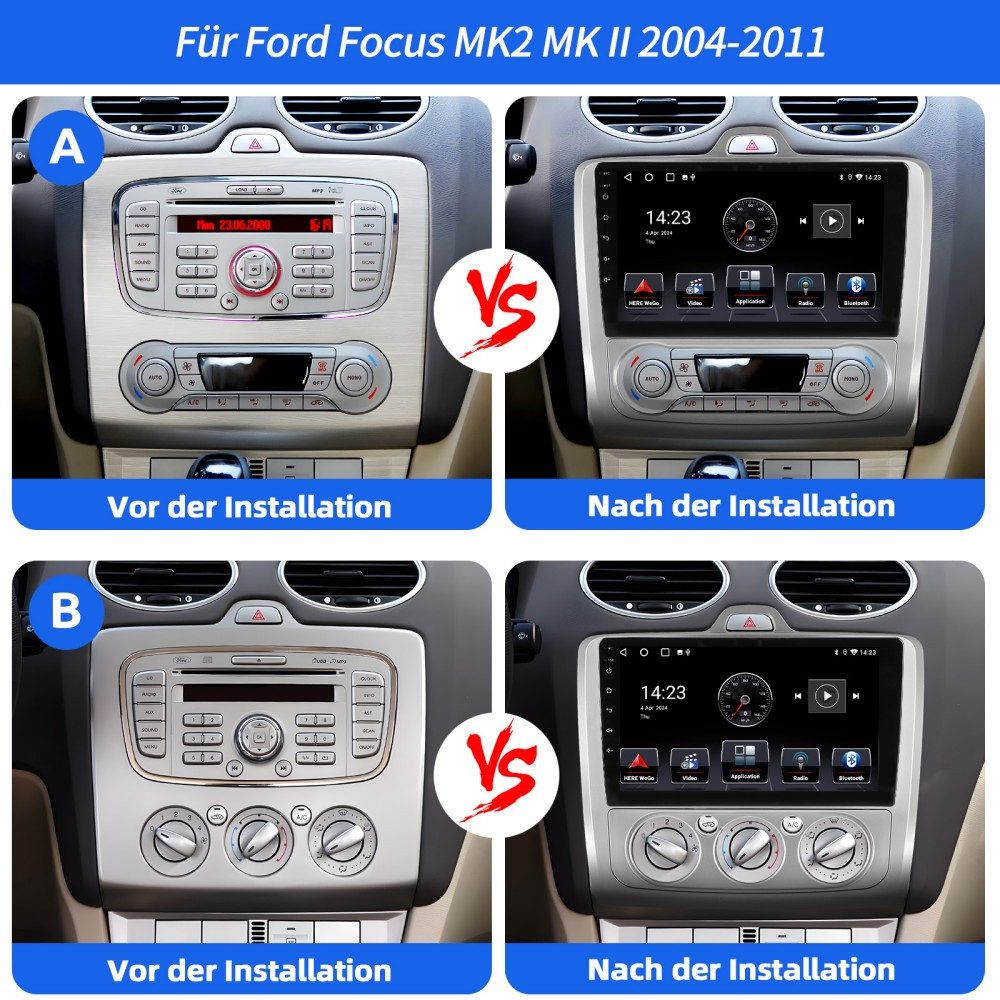 ESSGOO Für Ford Focus MK2 MK II 2004-11 Android 15 Autoradio Carplay Navi GPS Autoradio (RDS, 4+128GB(optional), 4+64GB(optional), FM, GPS, 1280*720, DAB+ (opti – Bild 5 von 5