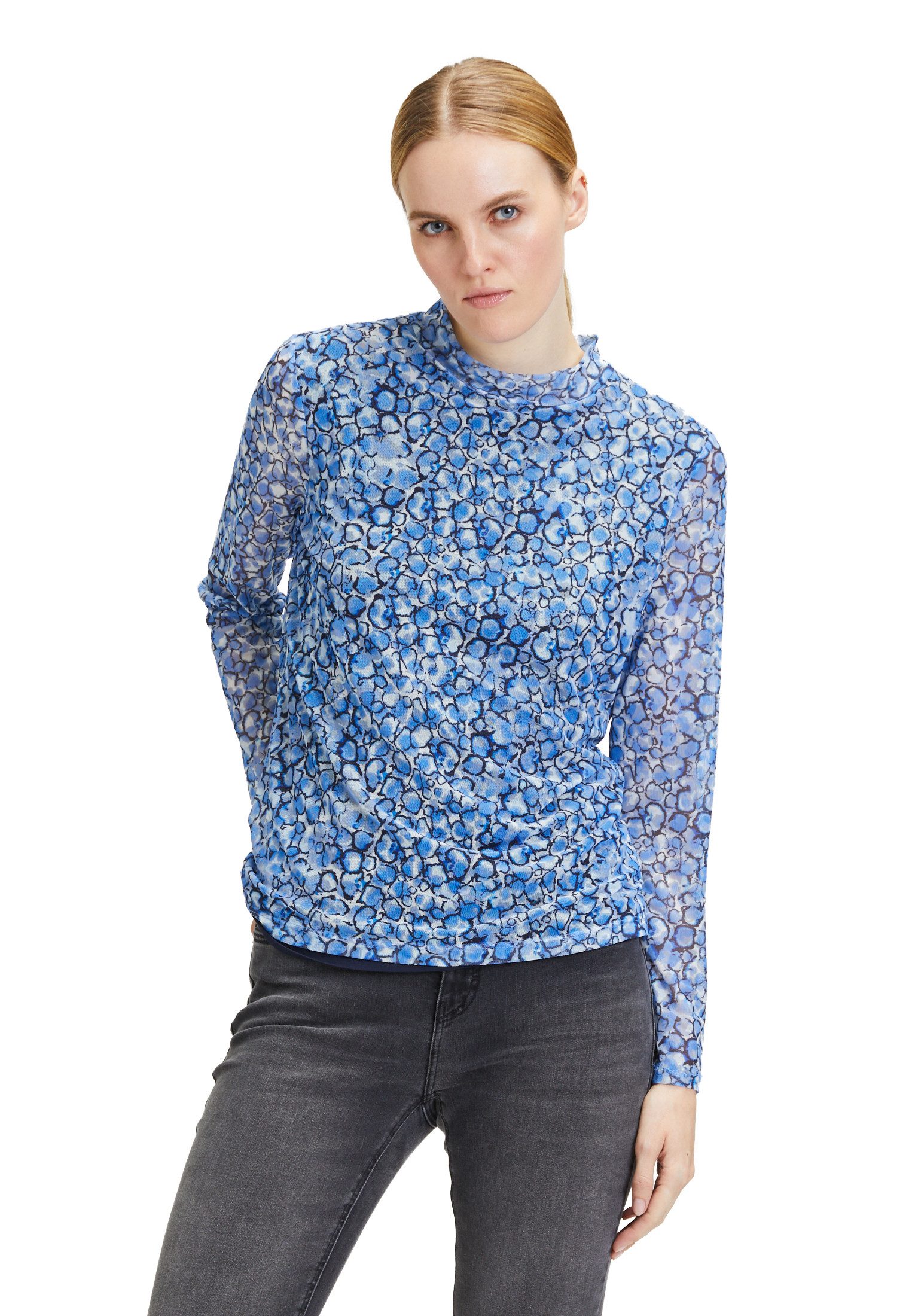 Cartoon Kurzarmshirt Cartoon Langarm-Shirt mit Kragen (1-tlg) Material