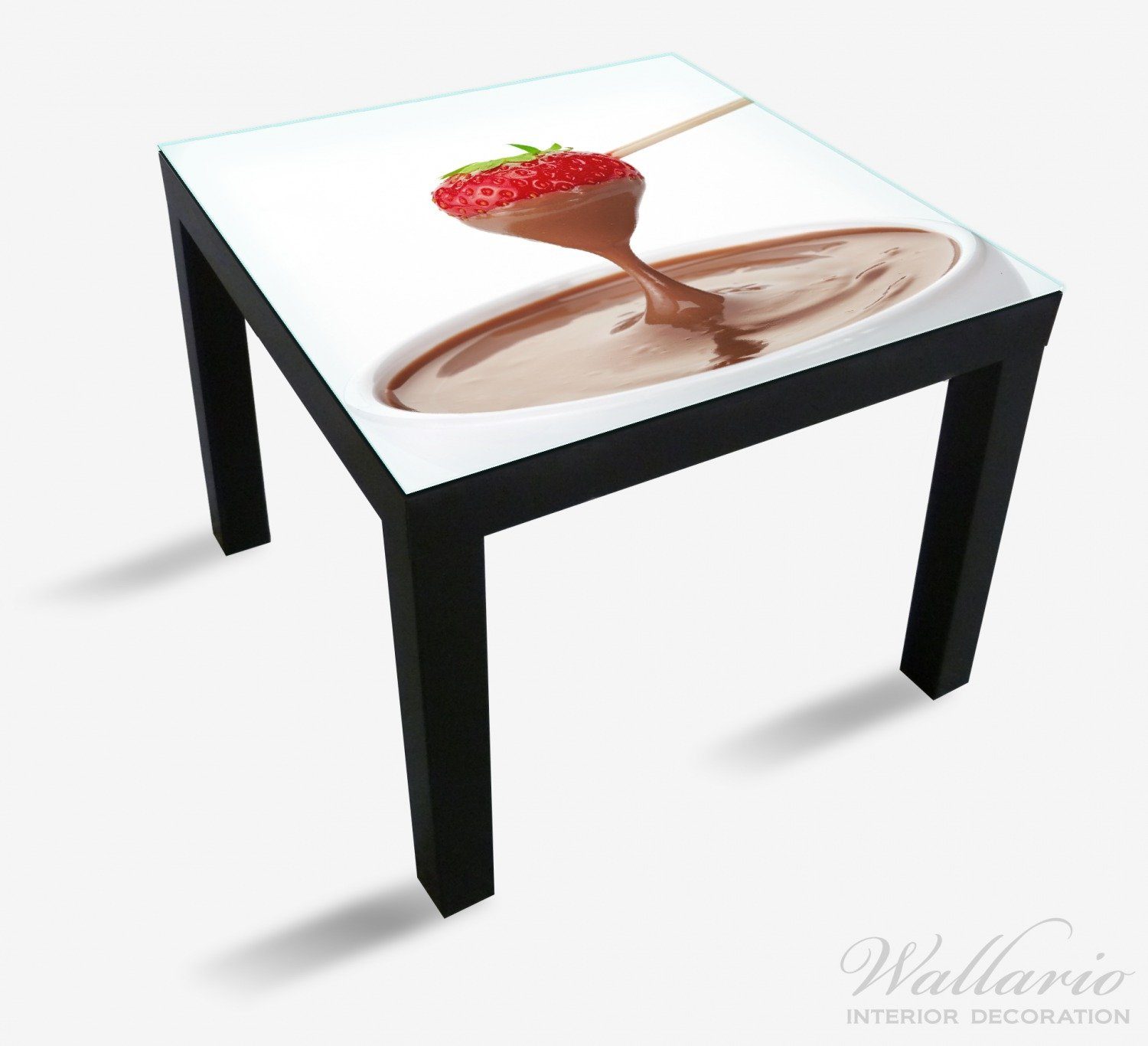 Wallario Tisch Erdbeer für Stiel mit Lack Schoko-fondue (1 St), Tischplatte geeignet Ikea am