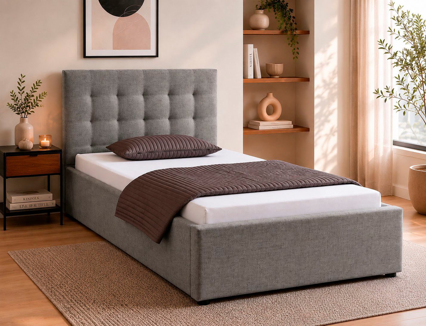 OTTO home Polsterbett Hamar, Knopfsteppung im Kopfteil, bis 250 KG belastbar (3 Breiten: 100cm/ 140cm/ 180cm), in verschiedenen Größen und Stoffen und Farben