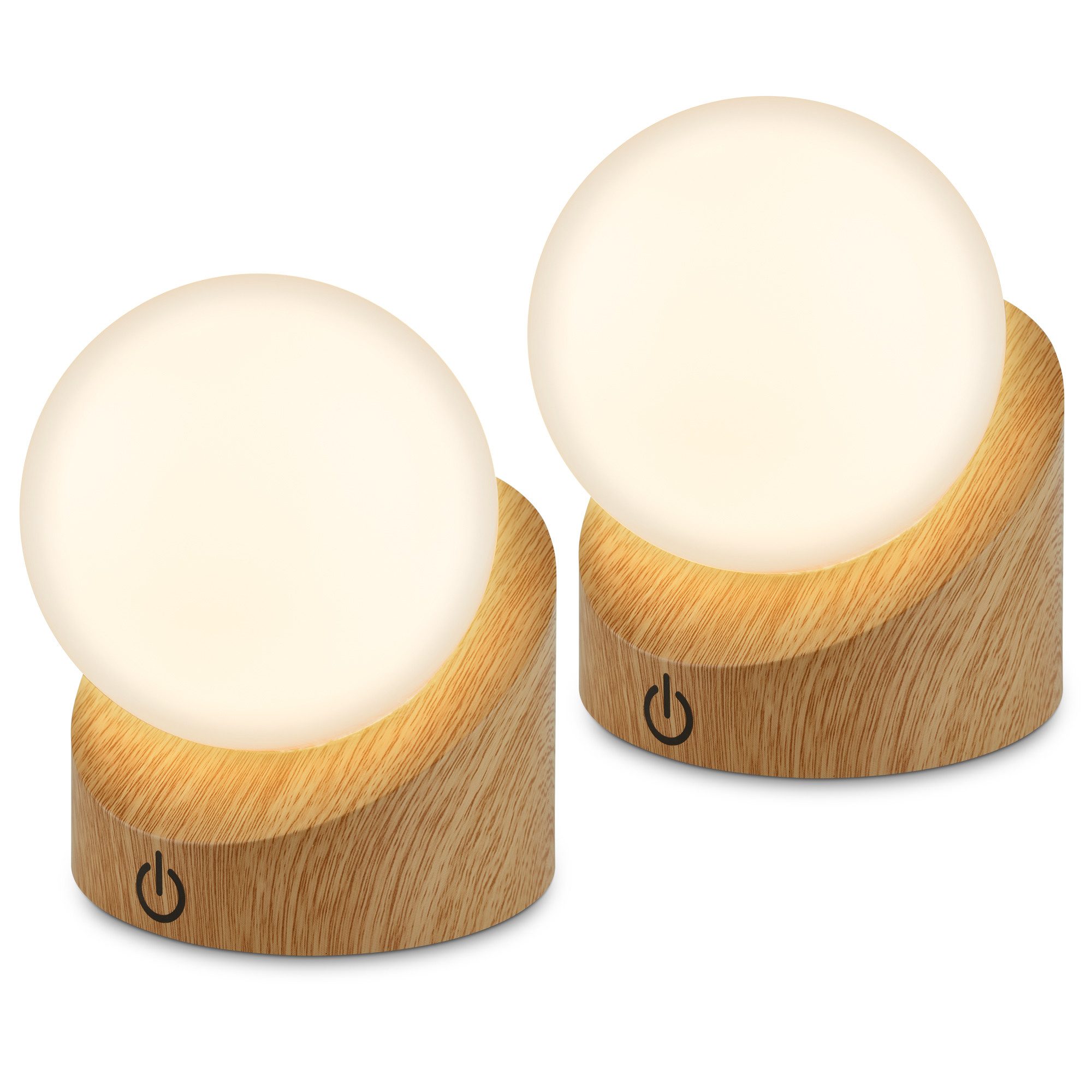 Briloner Leuchten LED Außen-Tischleuchte SORA, Dimmfunktion, LED fest integriert, Warmweiß, kabellos 10x8x9cm Holzfarben 2W Kinderzimmer Outdoor Außen 2er-Set