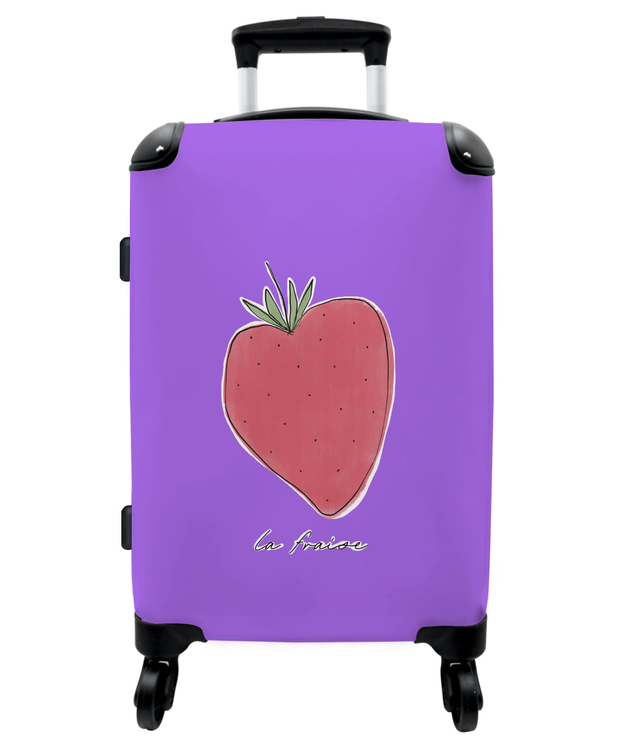 mit Rollen, Aufgabegepäck 4 Reisekoffer Obst, Große Rollen 4 Trolley Erdbeere NoBoringSuitcases.com© Rollkoffer Koffer Abstrakt 67x43x25cm - - - - Lila