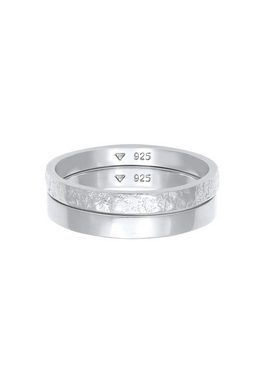Elli Ring-Set Bandring Basic Gehämmert (Set 2-tlg) 925 Silber, Ring Set