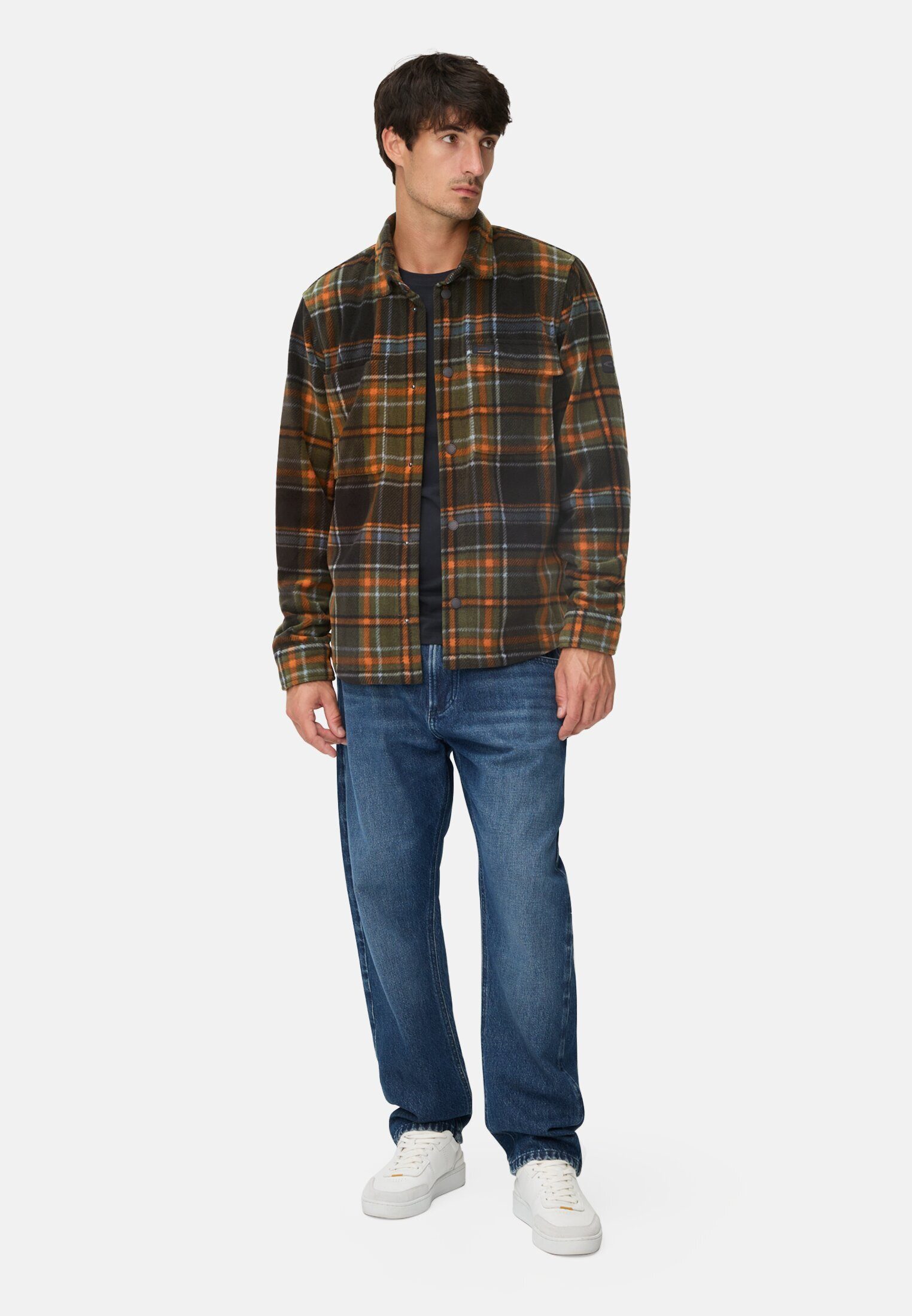 camel active Hemdjacke Overshirt mit Seitentaschen Langarm Markenlabel