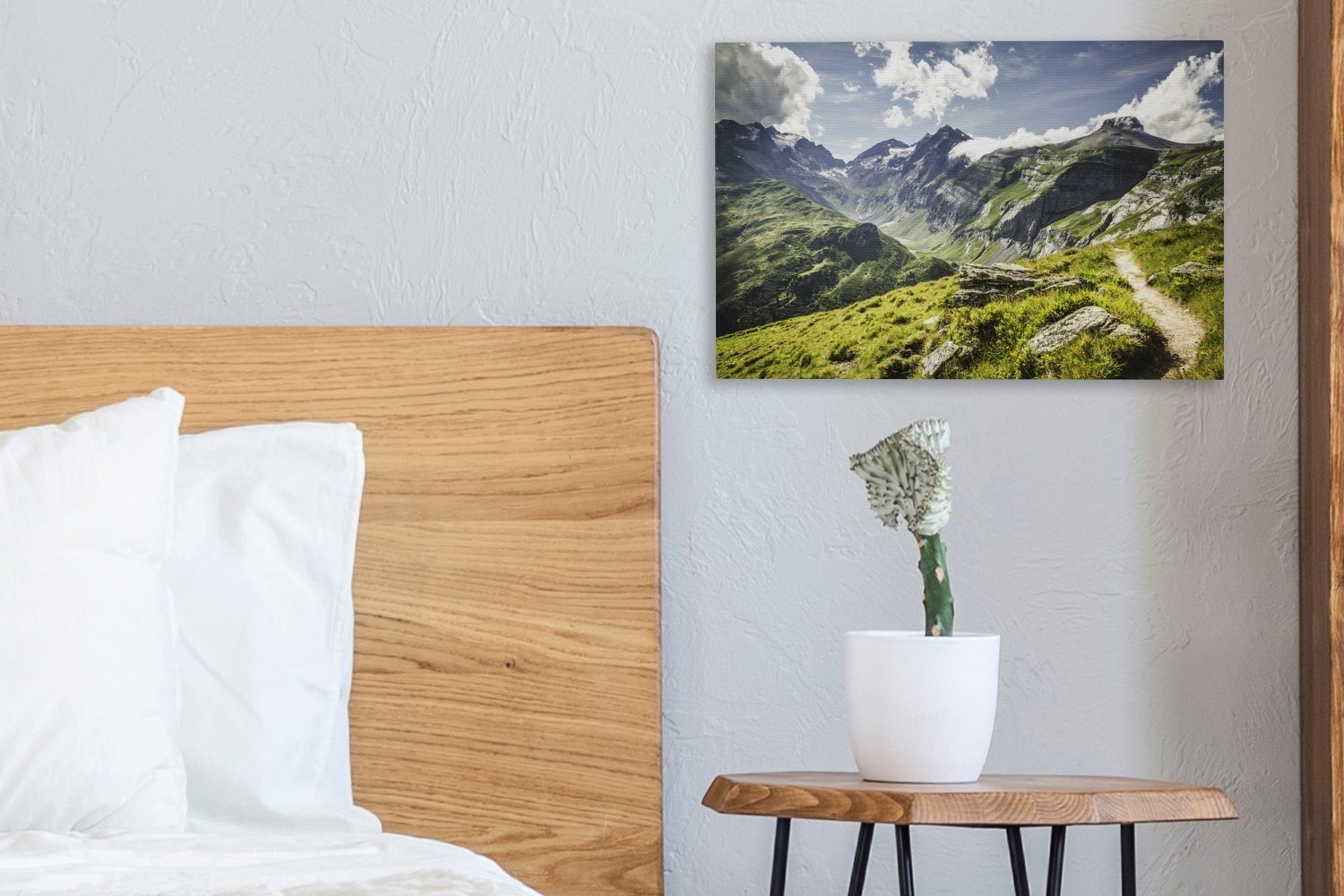 Aufhängefertig, Schweizer in St), Berglandschaft Wandbild Leinwandbild OneMillionCanvasses® (1 Landschaft, cm 30x20 Leinwandbilder, Wanddeko, einer