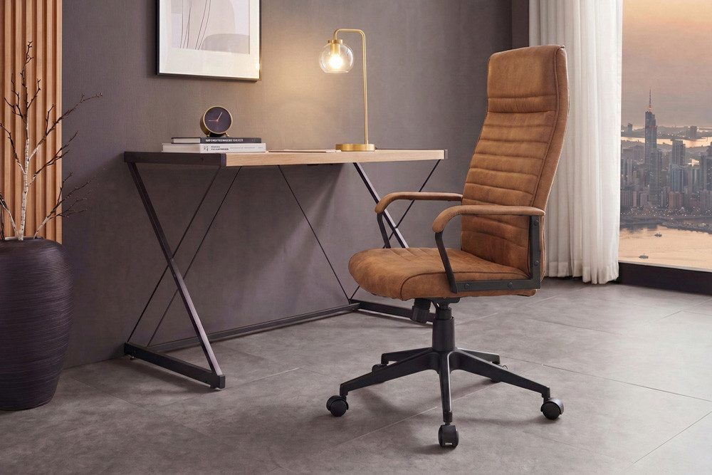 riess-ambiente Bürostuhl LAZIO vintage braun/schwarz - Microfaser, Metall, drehbar, Gaming (Einzelartikel, 1 St), Moderner Gamingstuhl auf Rollen - ideal für Schlaf- und Arbeitszimmer