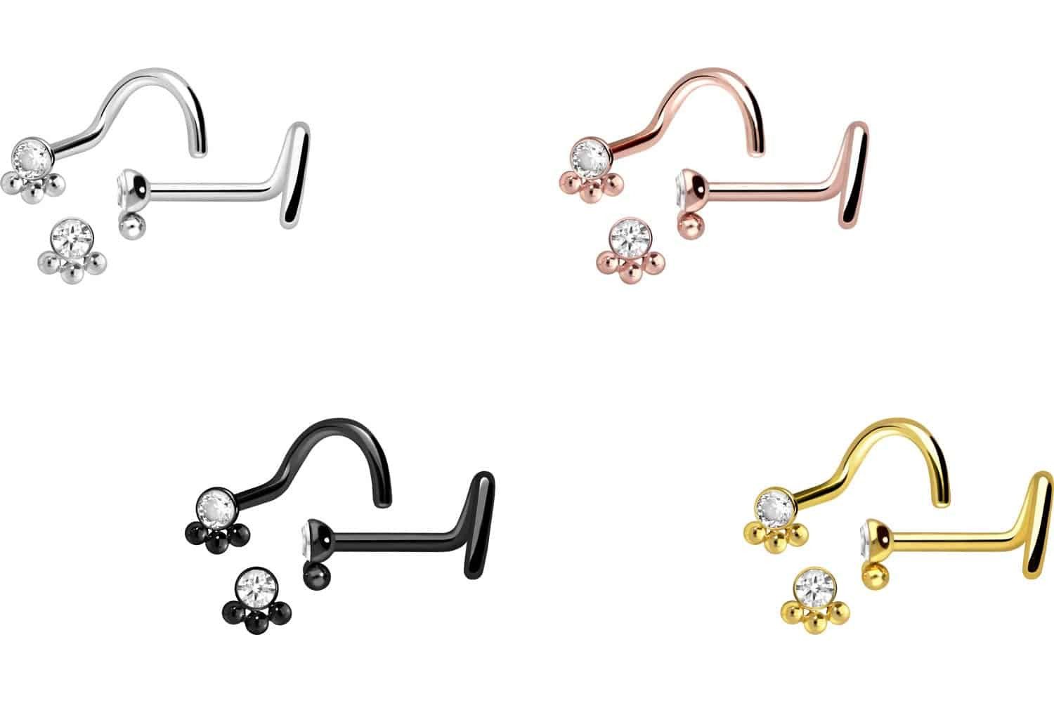 PIERCINGLINE Nasenpiercing Titan Nasenstecker Spirale KRISTALL + 3 KUGELN ( günstig online kaufen