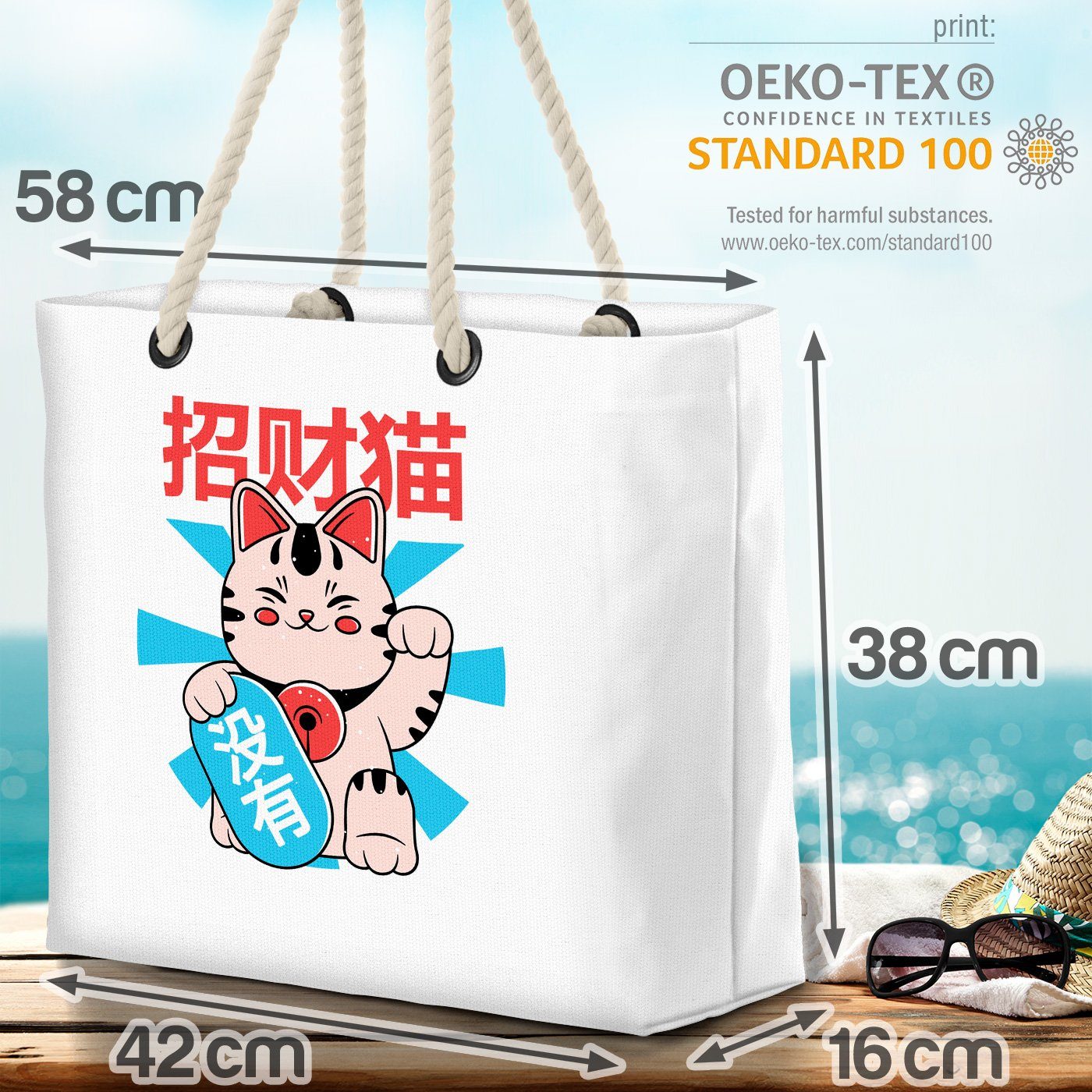 VOID Strandtasche (1-tlg), Neko T Japan Katze Orientalisch Manga Grafik Anime China Kultur Asien