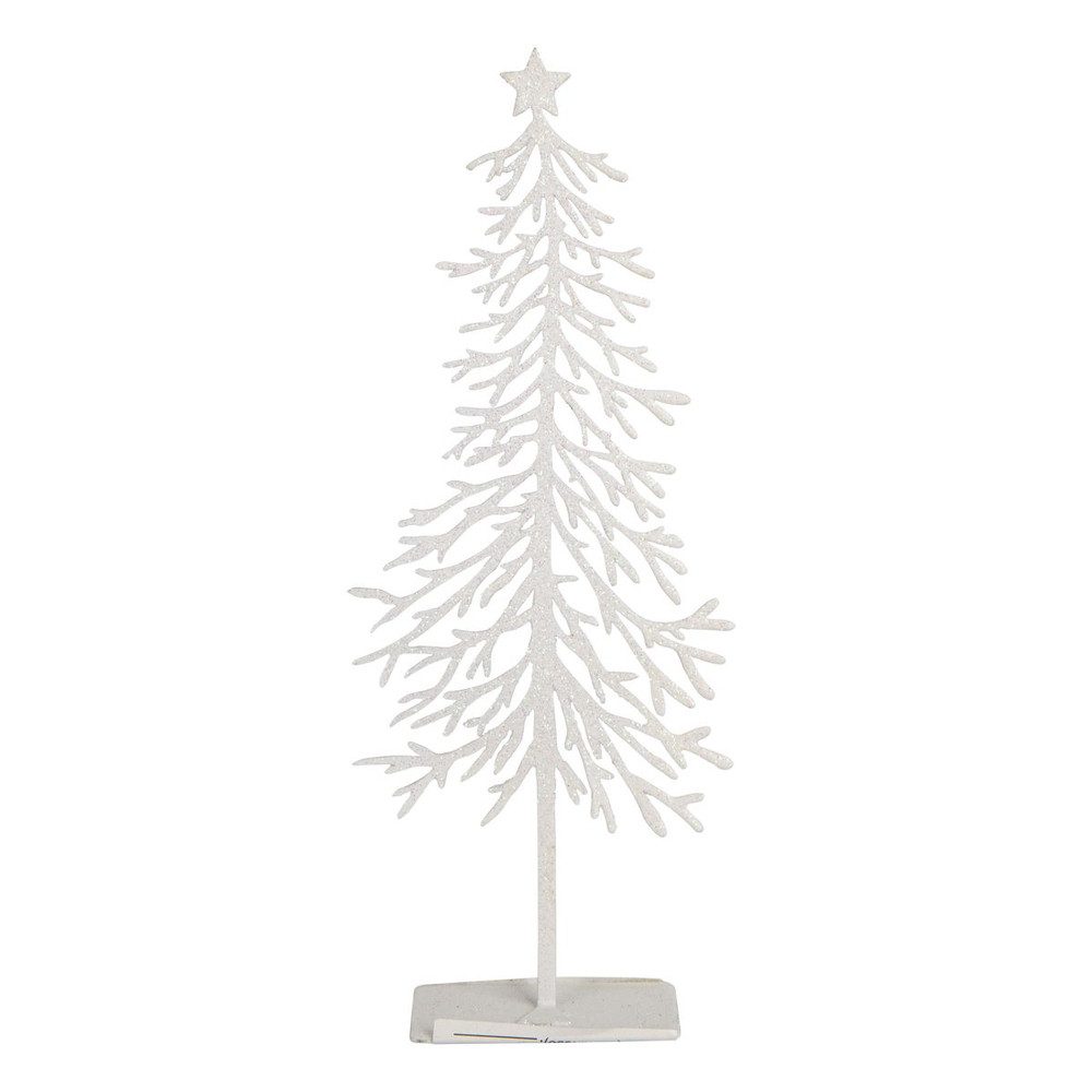 Weihnachtsfigur Baum - vereist - mit Stern weiß - ca. 7 x 2,5 x 18,5 cm