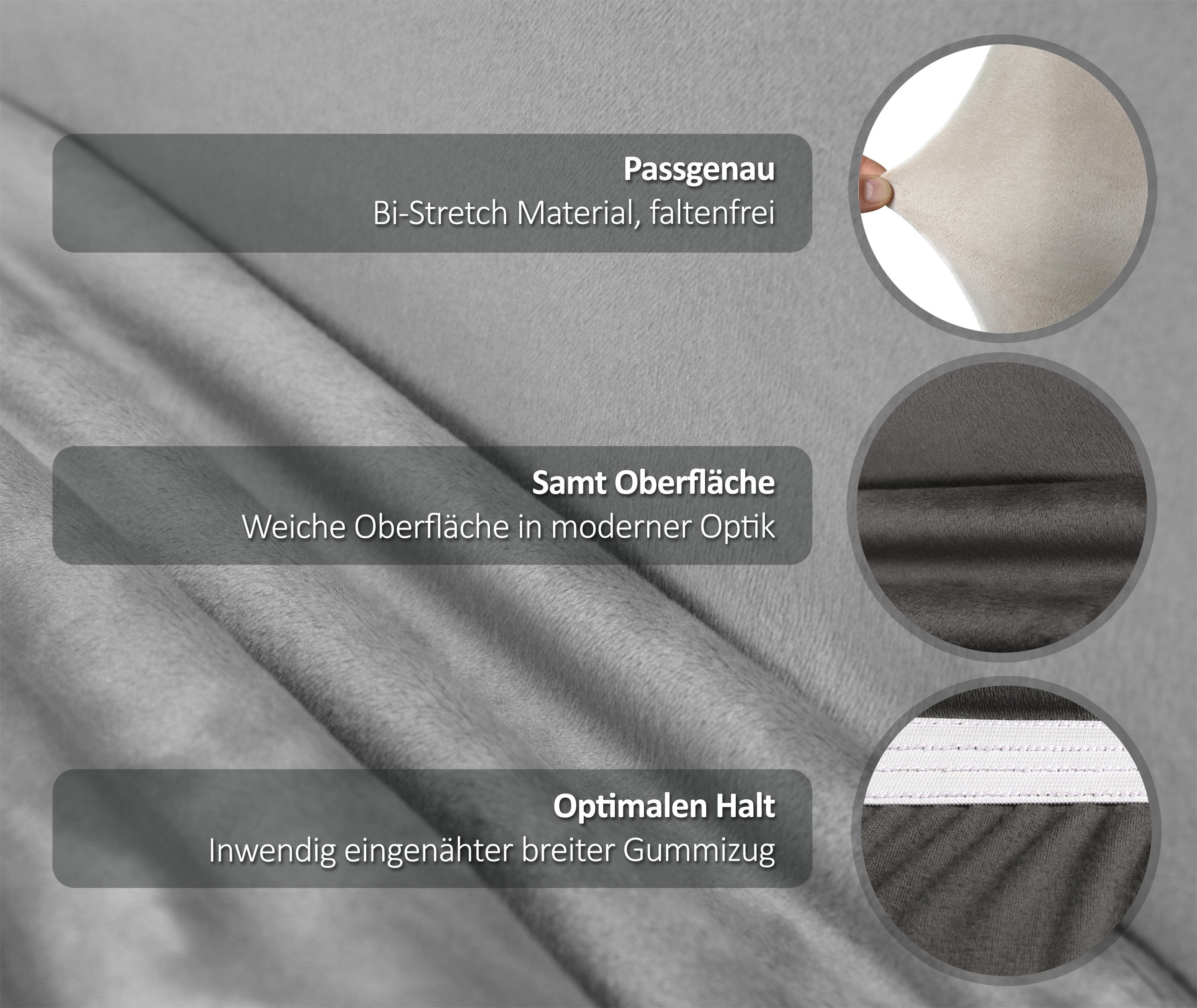 Beautex Stuhlhusse Samt Stretch für Stühle & Schwingstühle 4er Set LEA – Bild 4 von 5